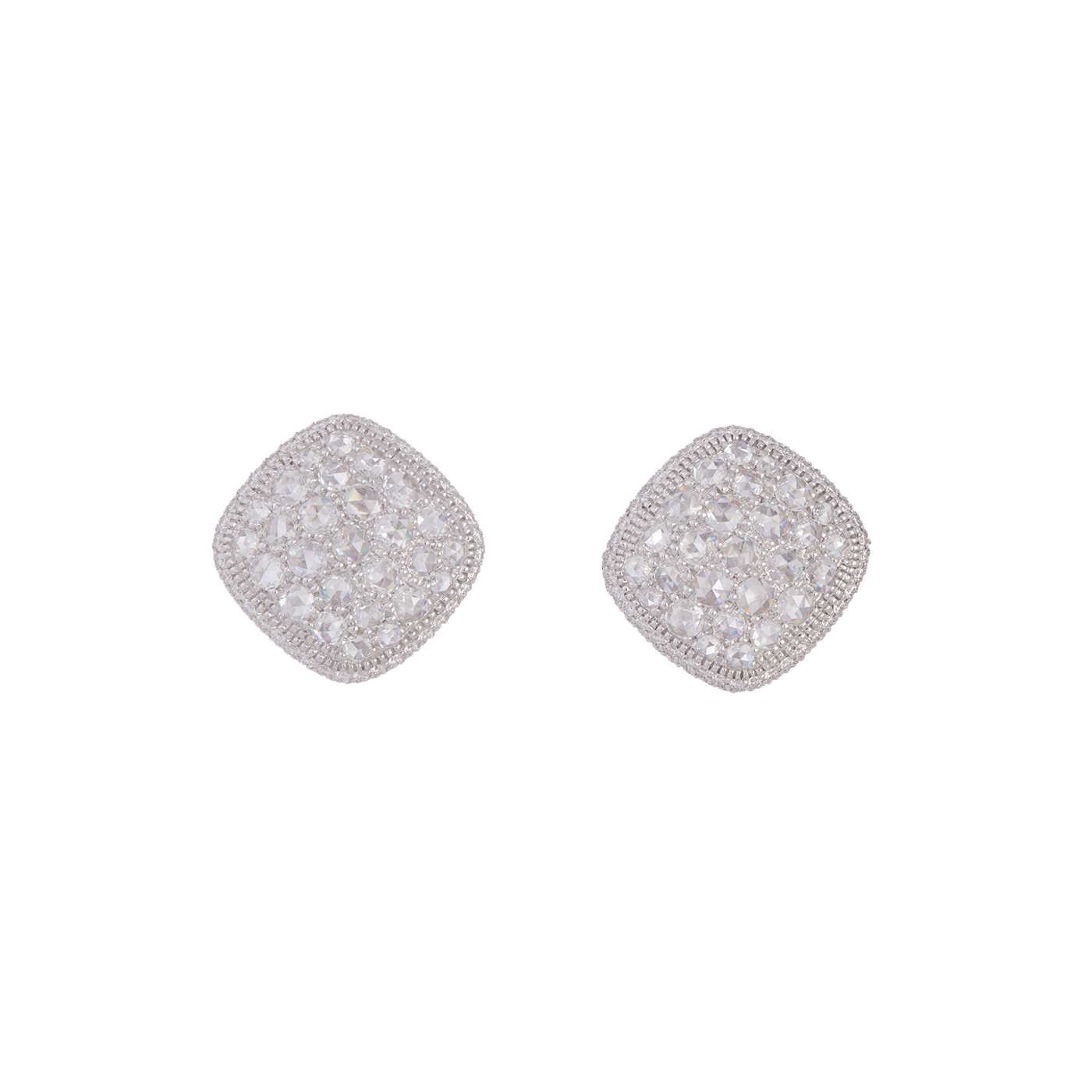 Square Diamond Pavé and Rose Cut Diamond Earrings