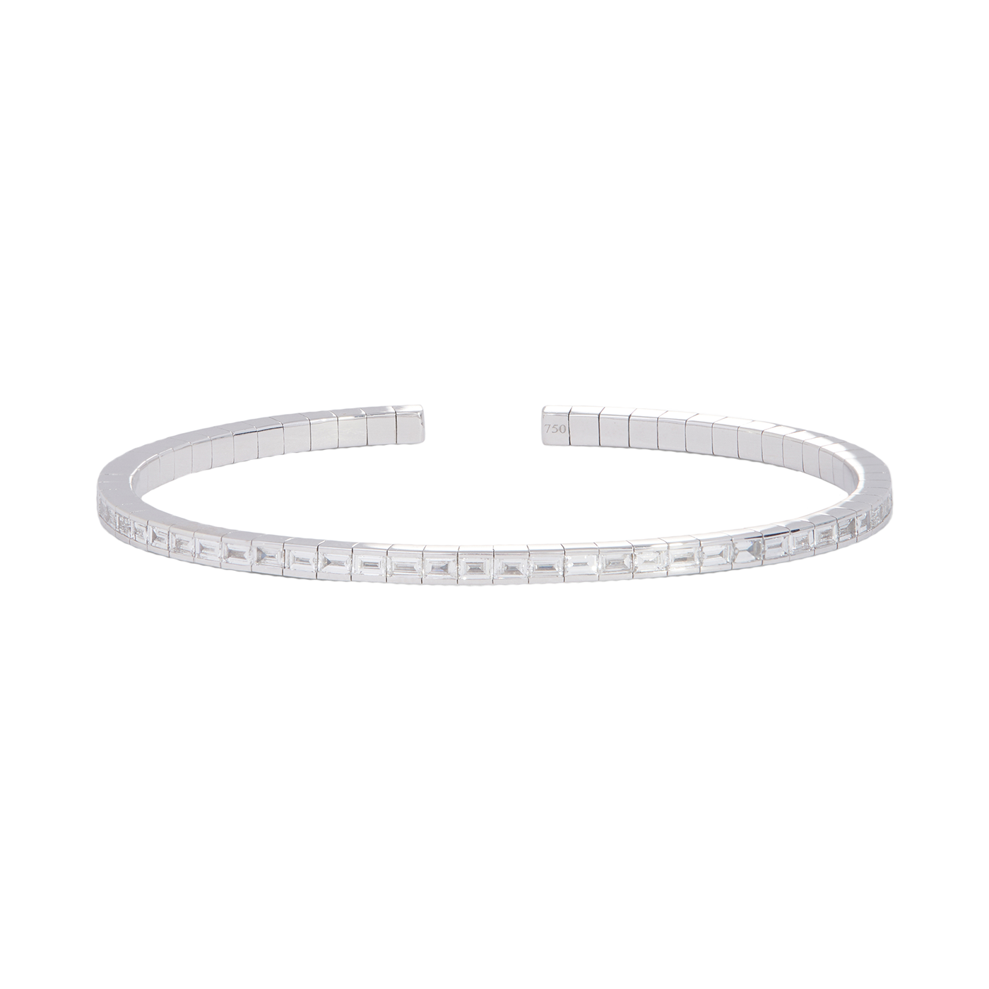 Flex Cuff Bracelet with Baguette Cut Diamonds | White Gold | Bracelets