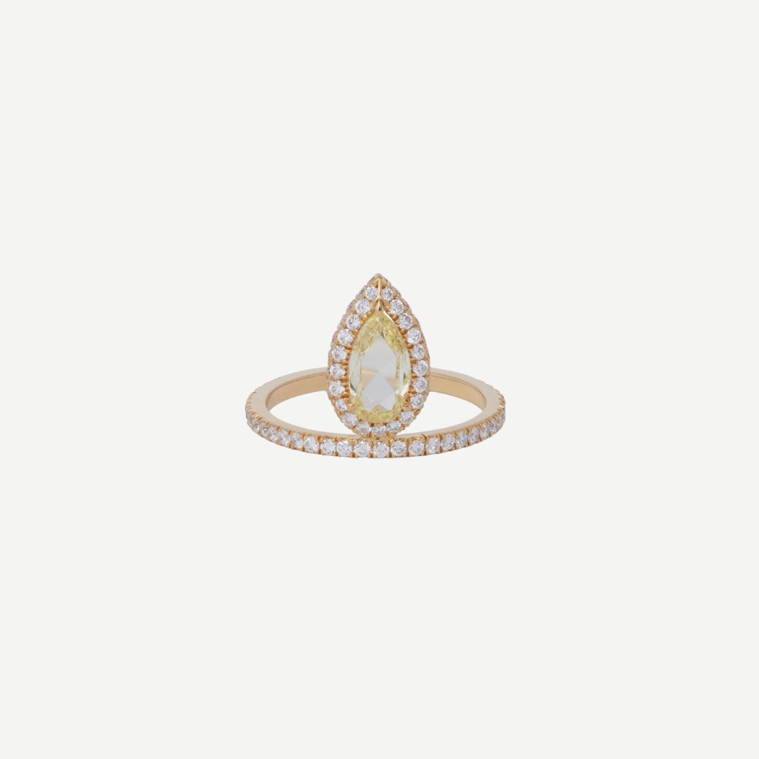 Teardrop Yellow Diamond Ring