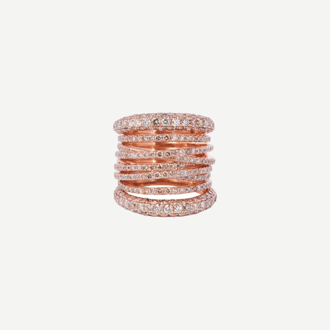 Cognac Diamond Tall Scribble Ring
