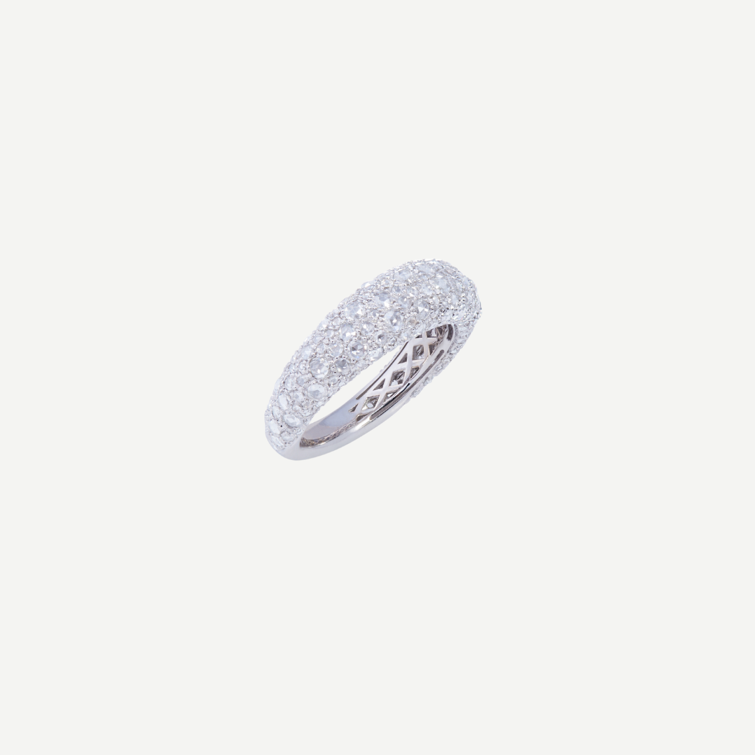 Domed Rosebud Ring with Diamonds