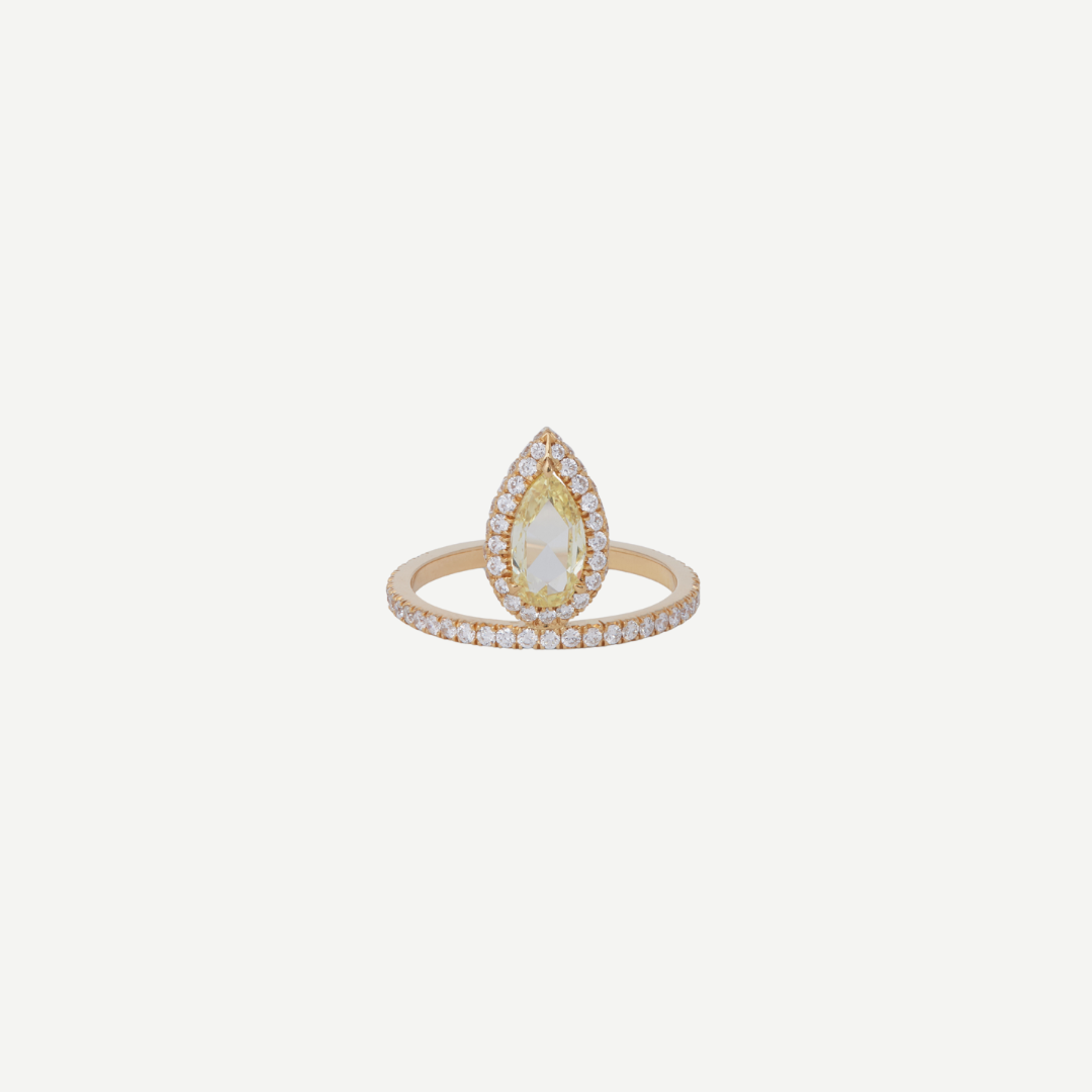 Teardrop Yellow Diamond Ring