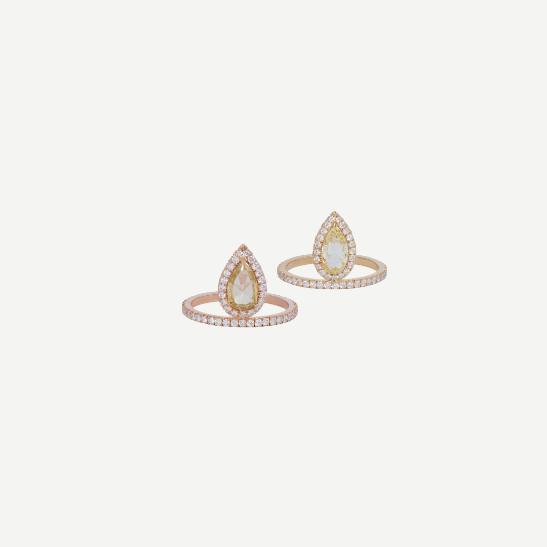 Teardrop Yellow Diamond Ring