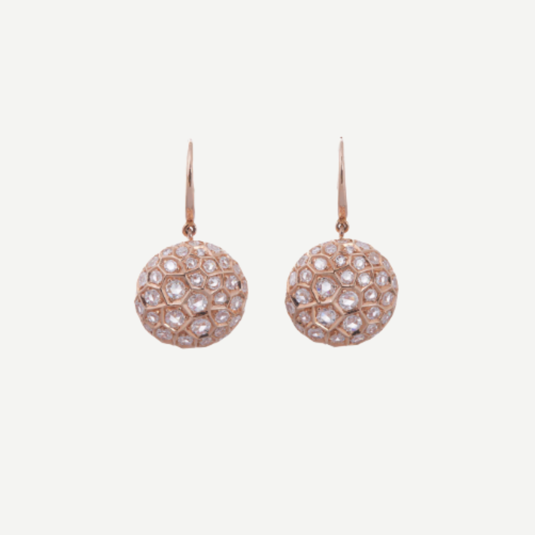 Honeycomb Earrings with Diamonds - Large