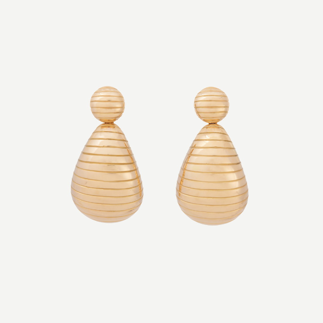 Large Grooved Anjou Drop Earrings