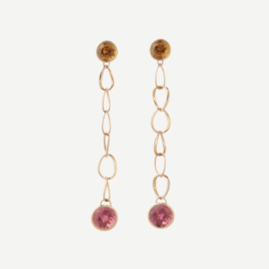 Curb Link Gemstone Earrings