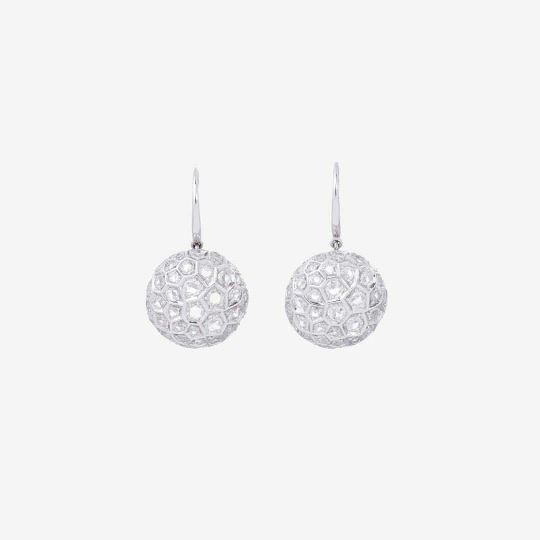 Honeycomb Earrings with Diamonds - Large