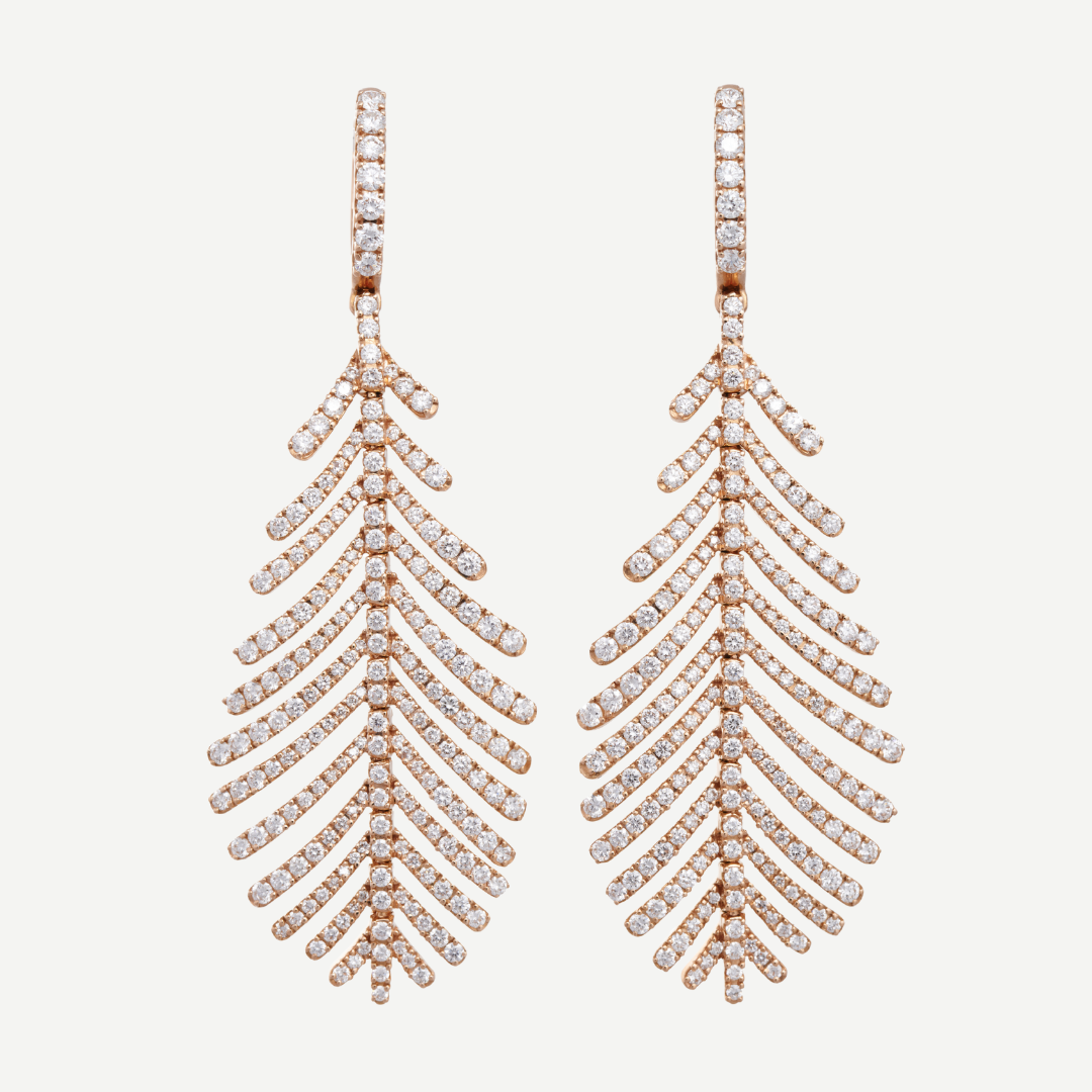 Plume Earrings with Diamond Pavé