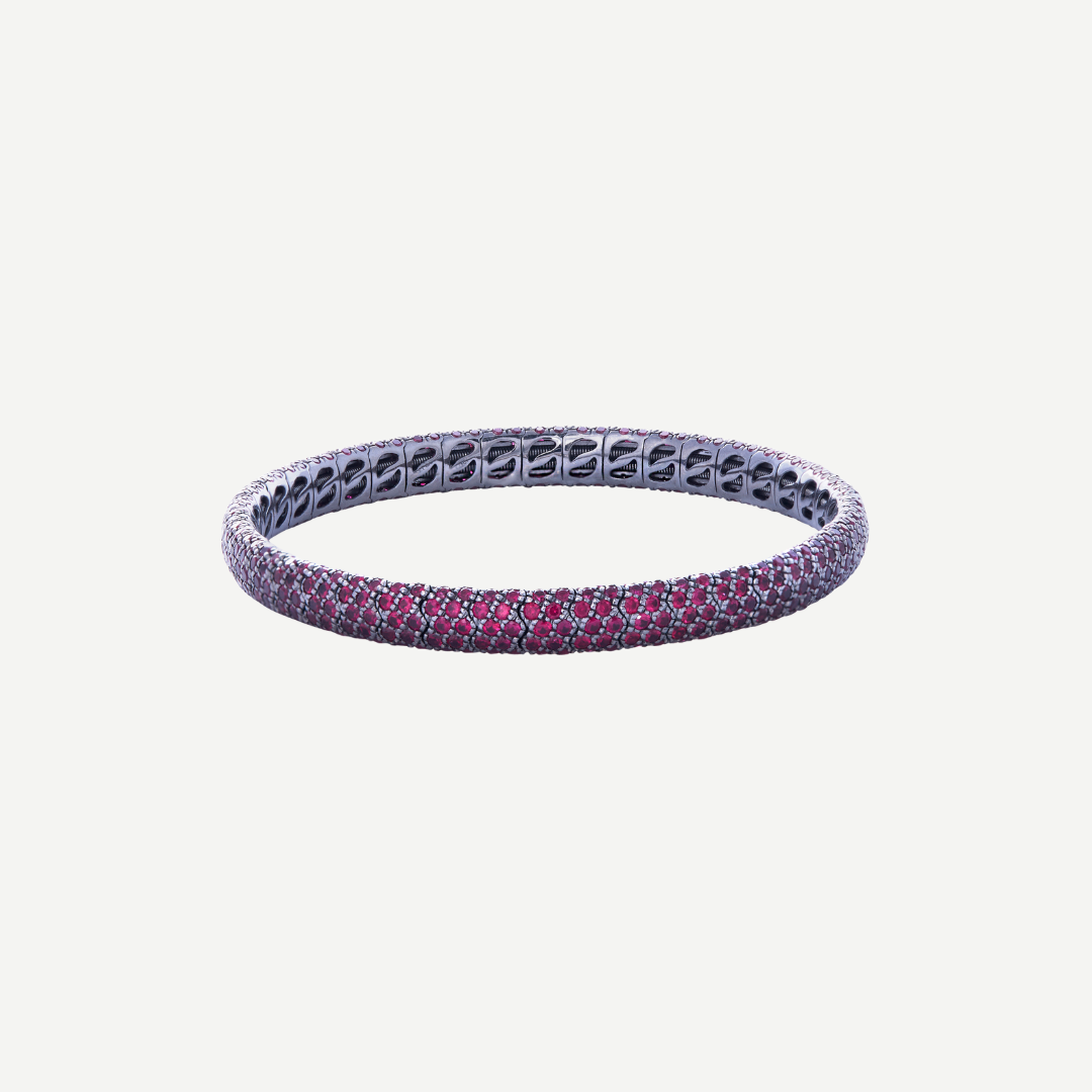 Pavé Stretch Bracelet with Rubies