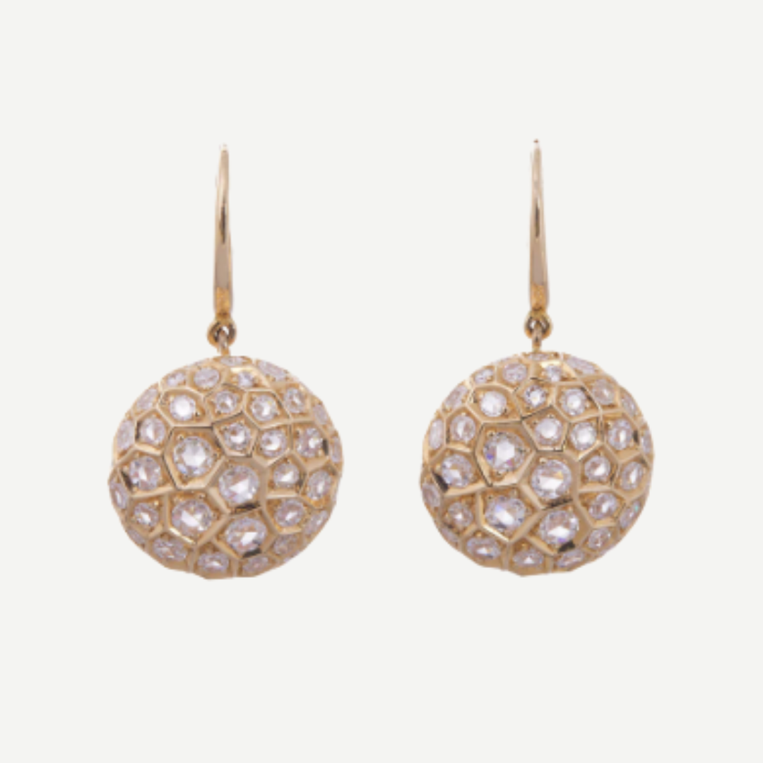 Honeycomb Earrings with Diamonds - Large