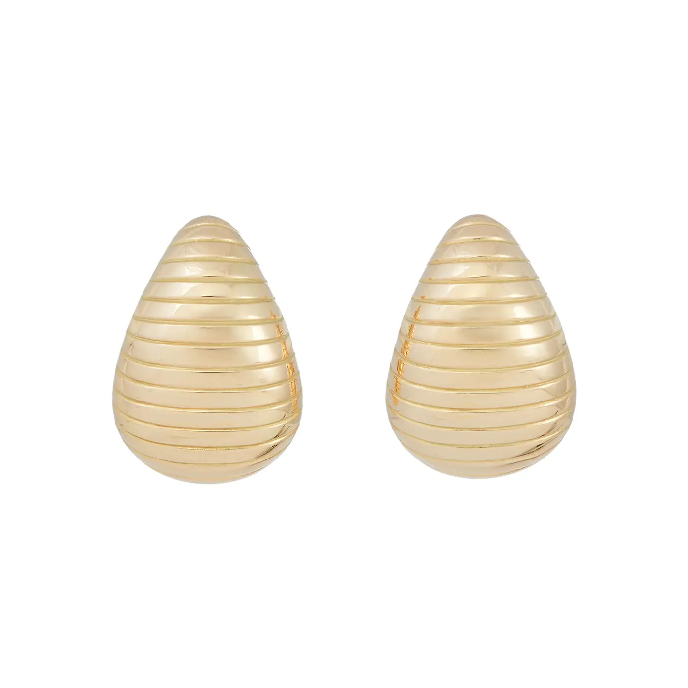 Grooved Anjou Earrings | Yellow Gold / 1.5 x 1 in (3.7 x 2.6 cm) | Earrings