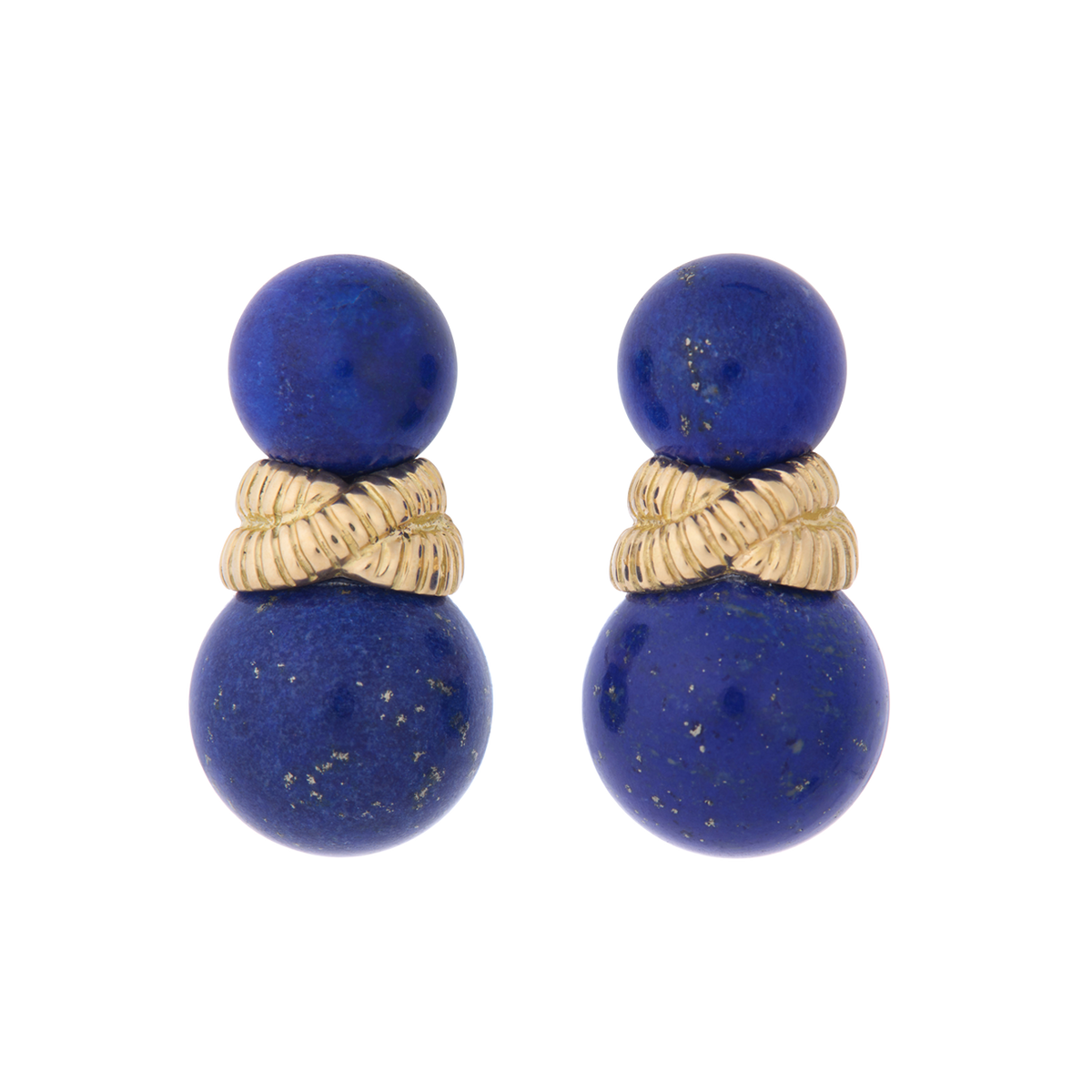 Double Lapis Bead Earrings
