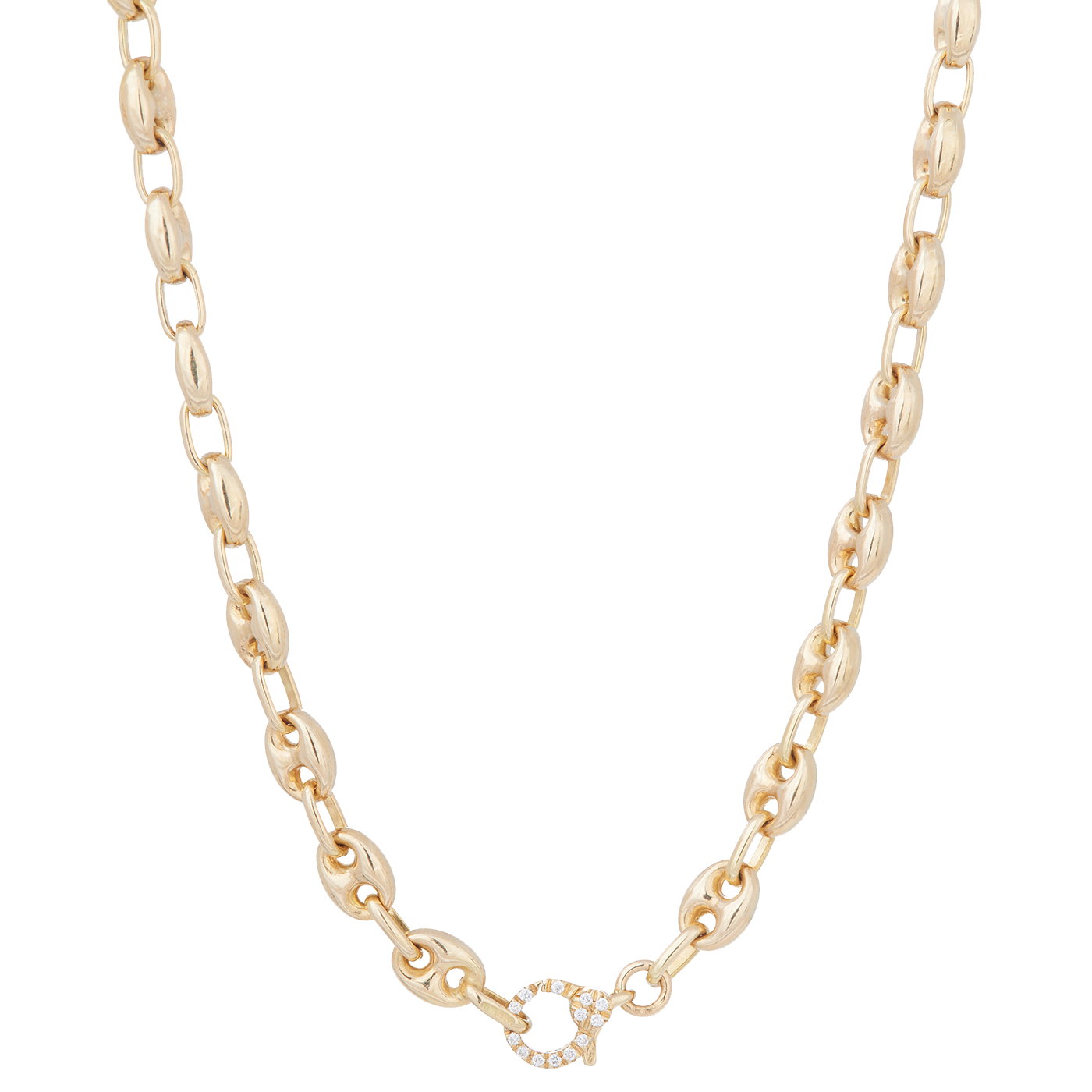 Mariner Link Necklace with Pavé Lobster Clasp | Yellow Gold / 27 in (68.5 cm) | Necklaces