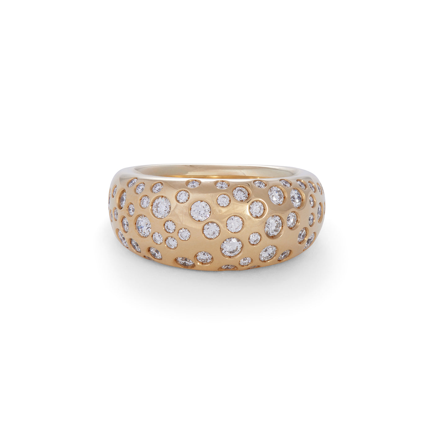 Spotted French Dome Ring with Diamonds | Yellow Gold Spotted Diamond / 6 | Rings