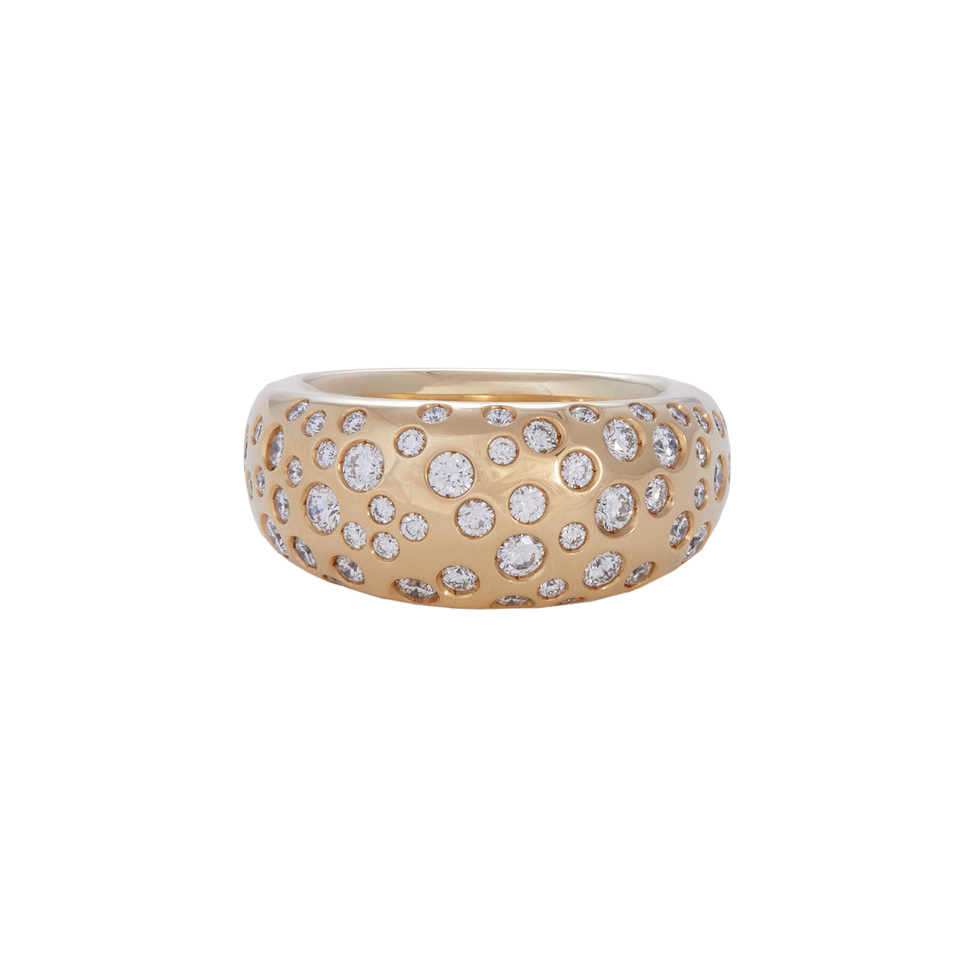 Spotted French Dome Ring with Diamonds | Yellow Gold Spotted Diamond / 6 | Rings