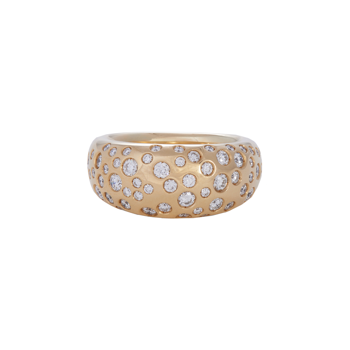 Spotted French Dome Ring with Diamonds - Sidney Garber