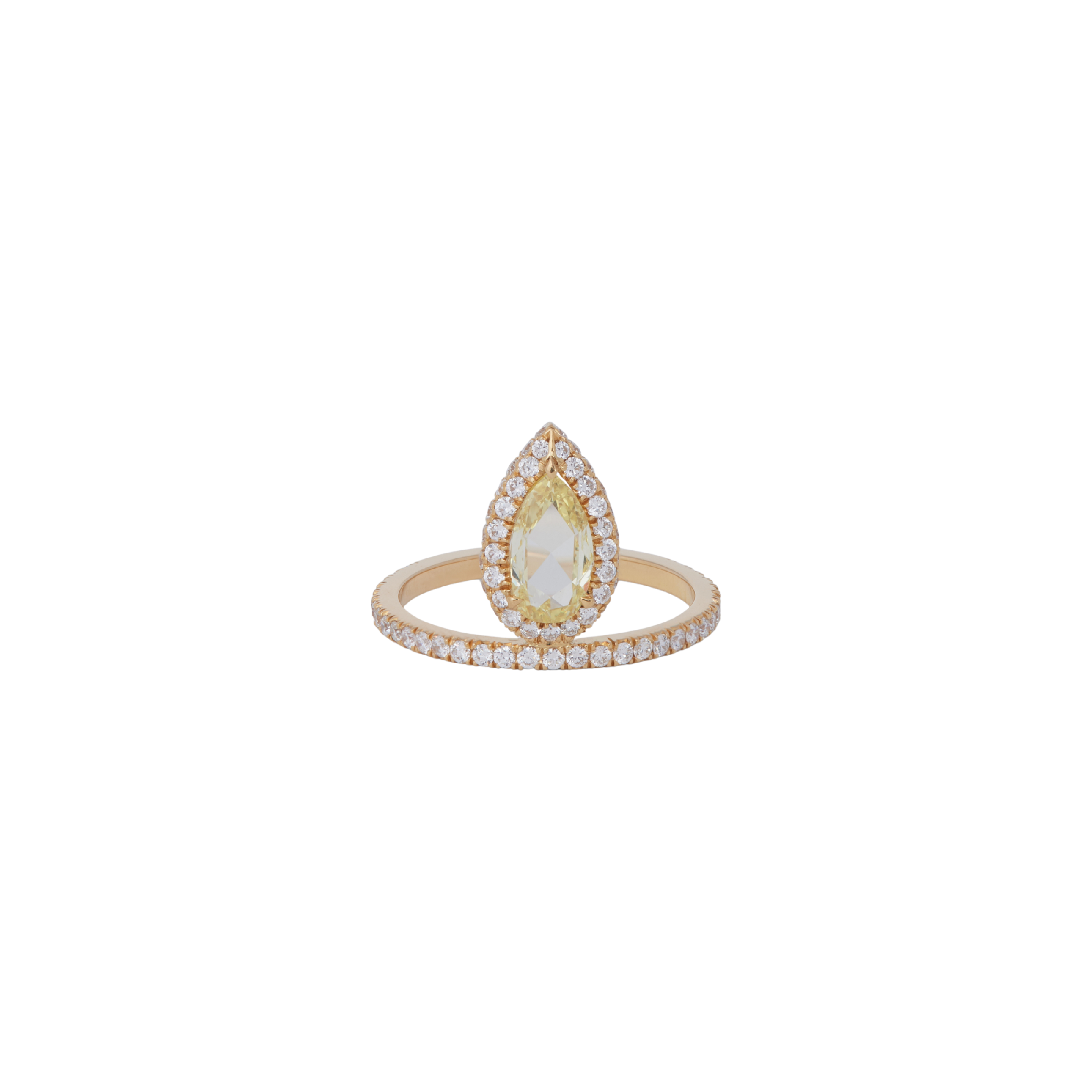 Teardrop Yellow Diamond Ring