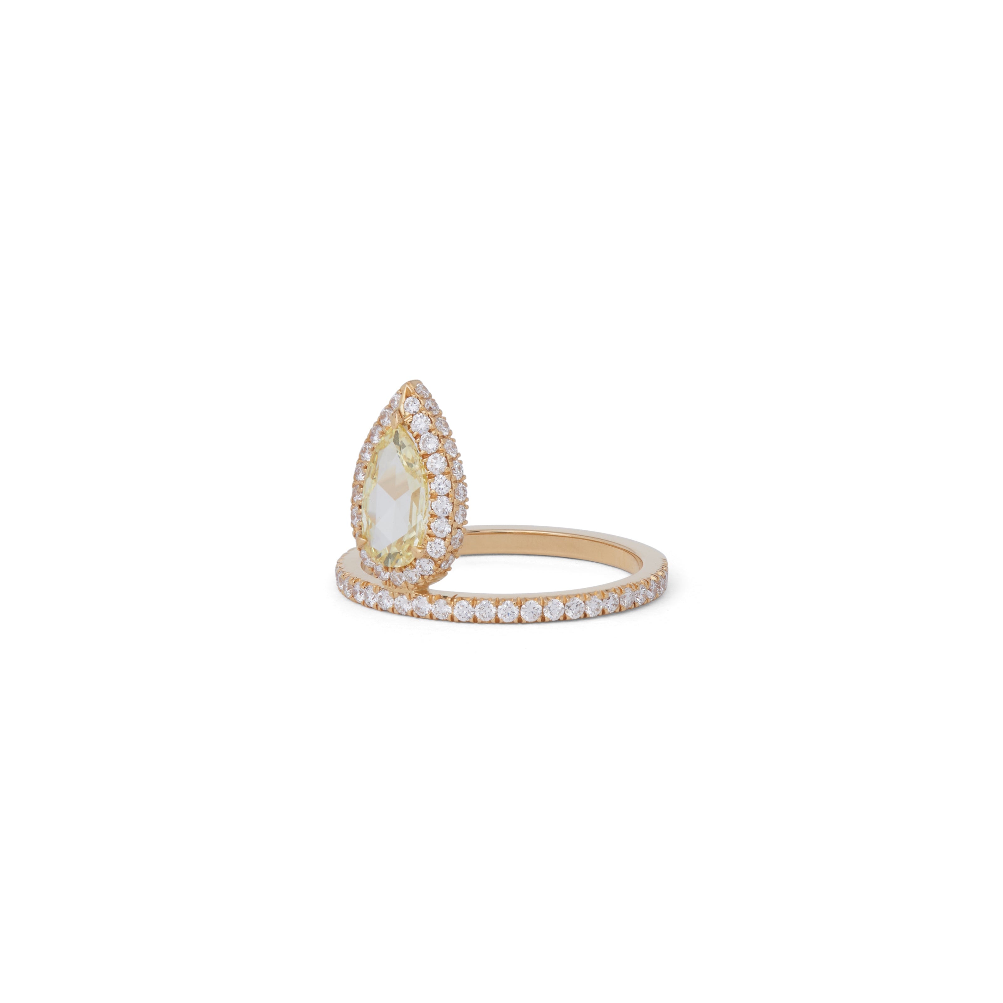Teardrop Yellow Diamond Ring