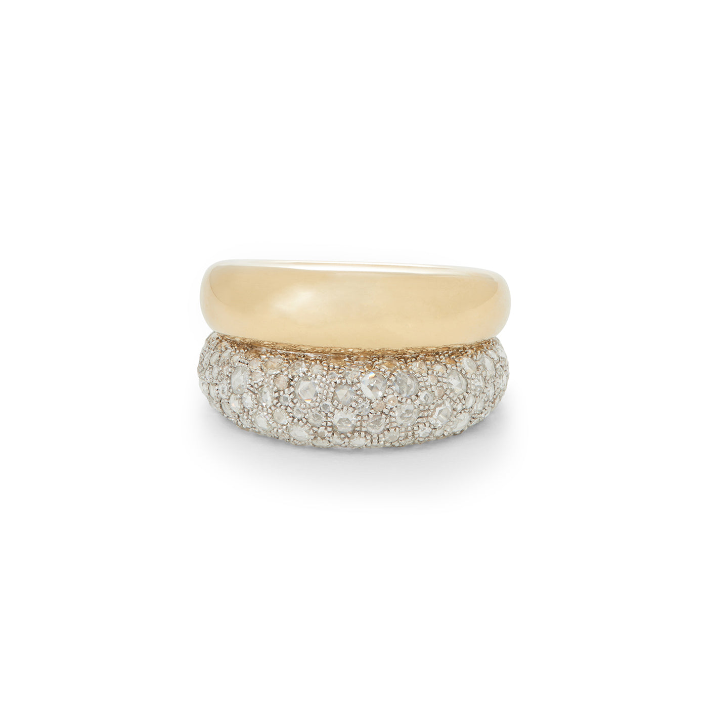 Domed Rosebud Ring with Diamonds | White Gold | Holiday Gift Guide