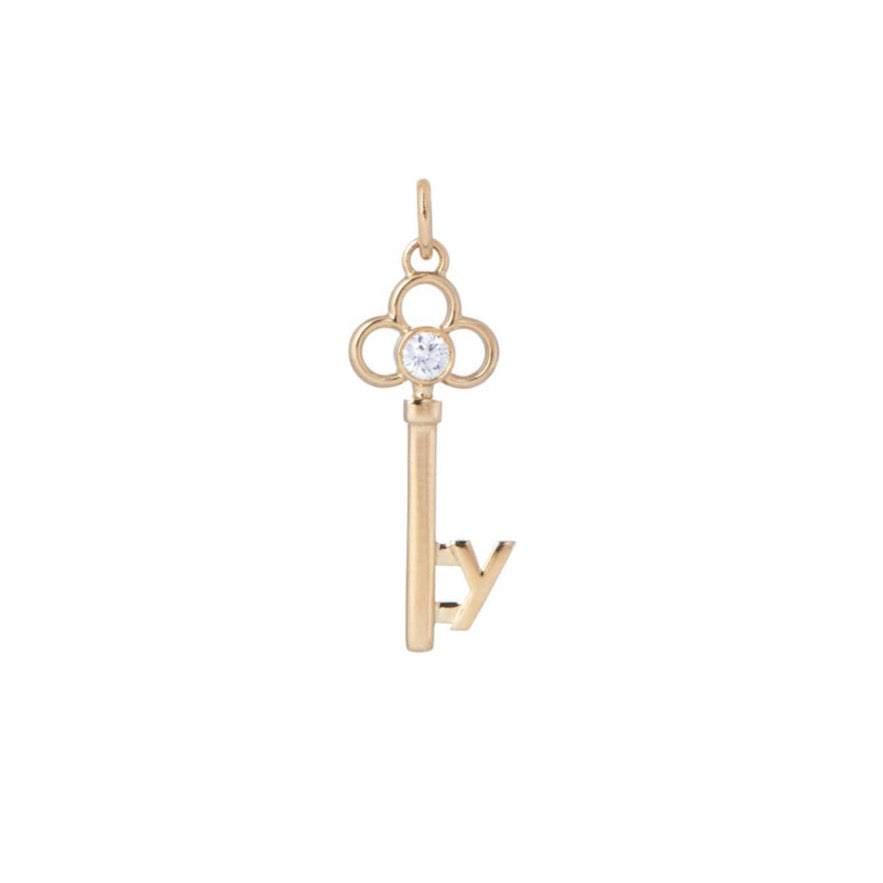 Y Key Charm 18k Yellow Gold