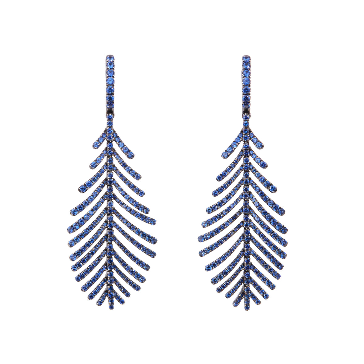 Plume Earrings with Sapphire Pavé