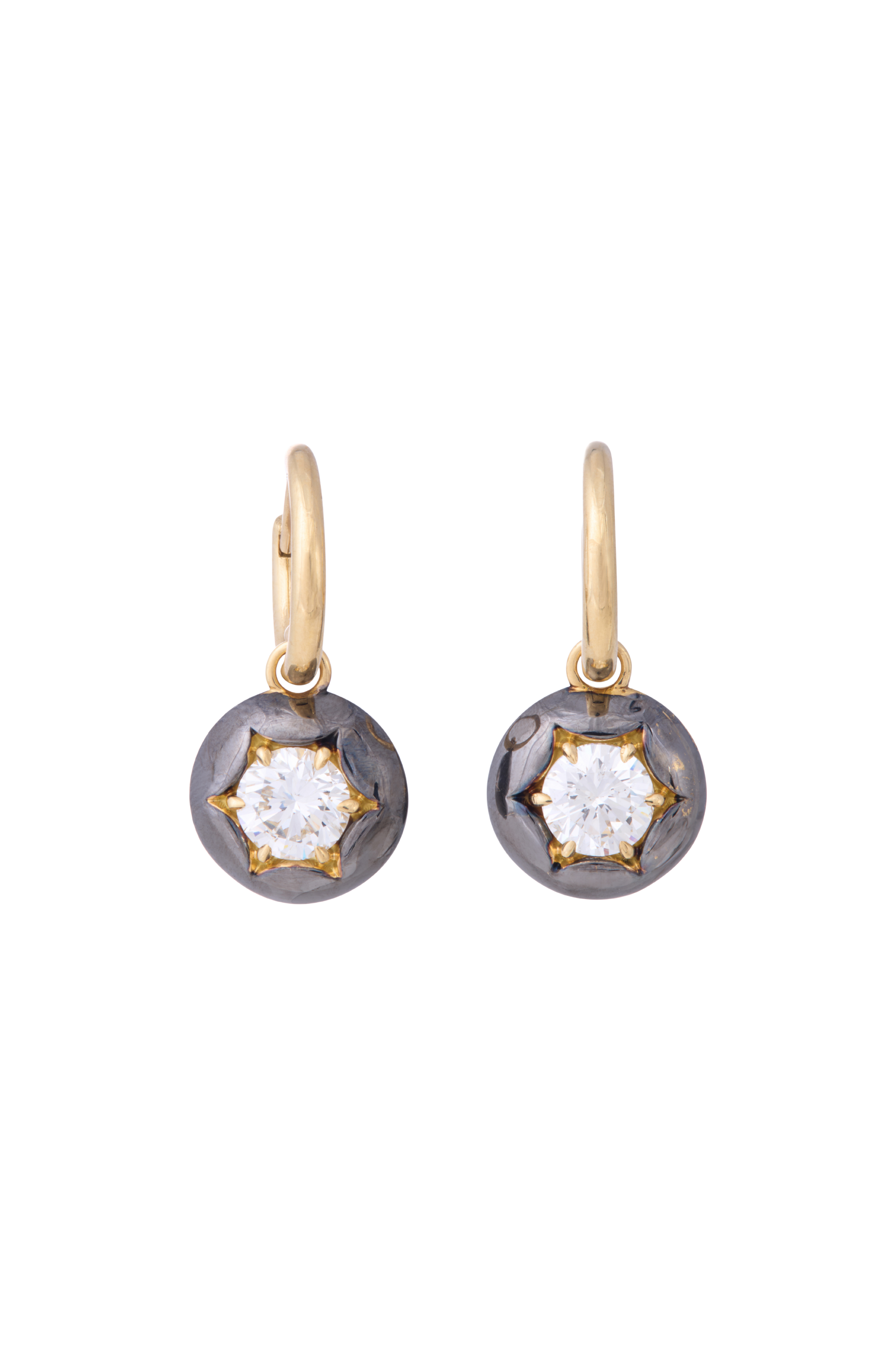 Georgian Diamond Blackened Drop Earrings