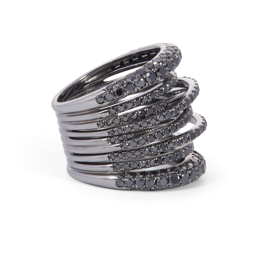 Black Diamond Tall Scribble Ring - Sidney Garber