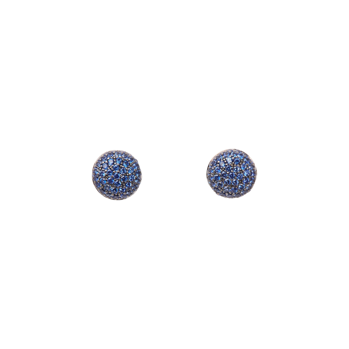 Perfect Pavé Button Earrings with Sapphires | White Gold Sapphire Pavé / Large | Earrings