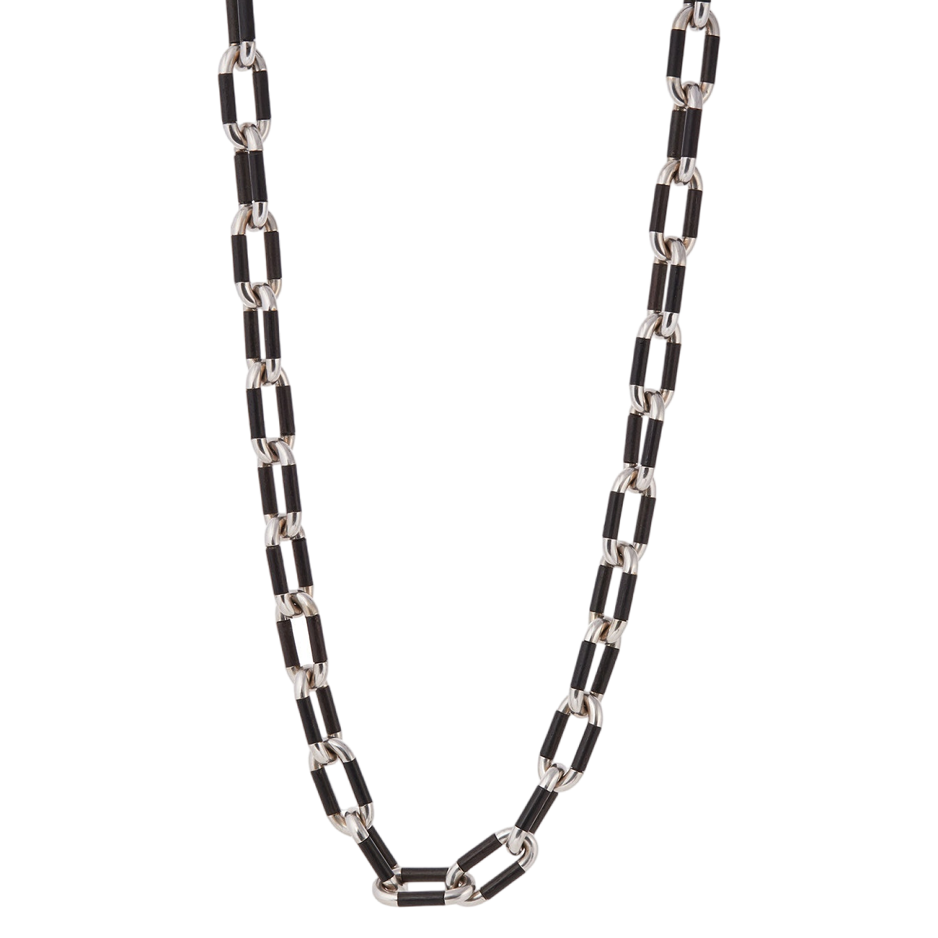 Black and Gold Link Necklace | White Gold / 28 in (71 cm) | Necklaces Necklaces