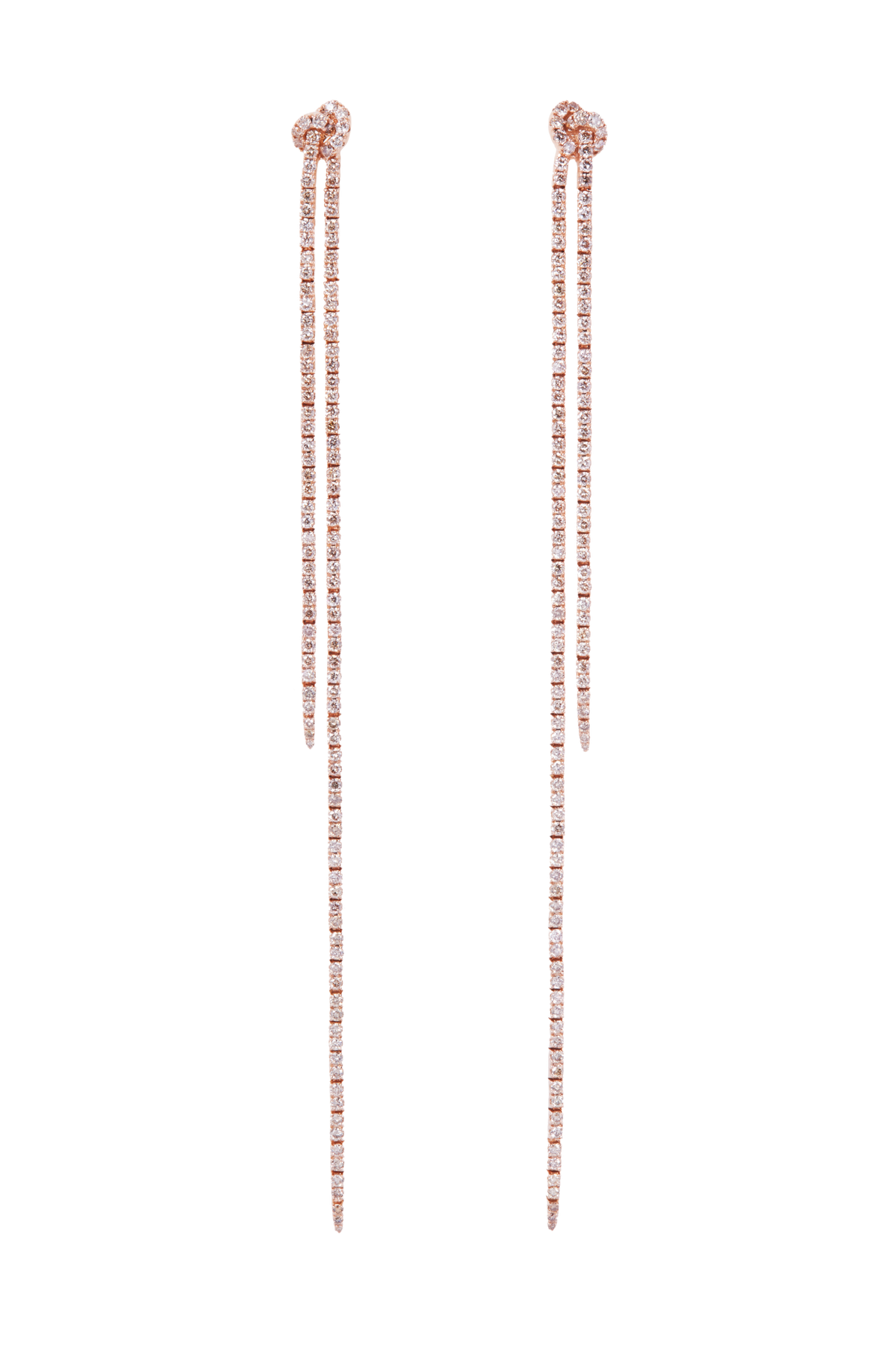 Long Knot Earrings with Cognac Diamond Pavé