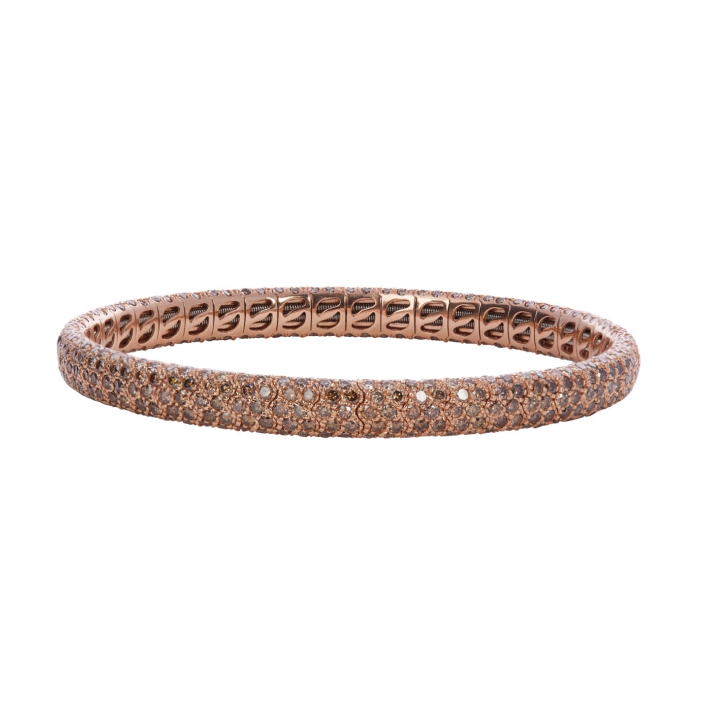 Pave Stretch Bracelet, Cognac Diamond Rose Gold 