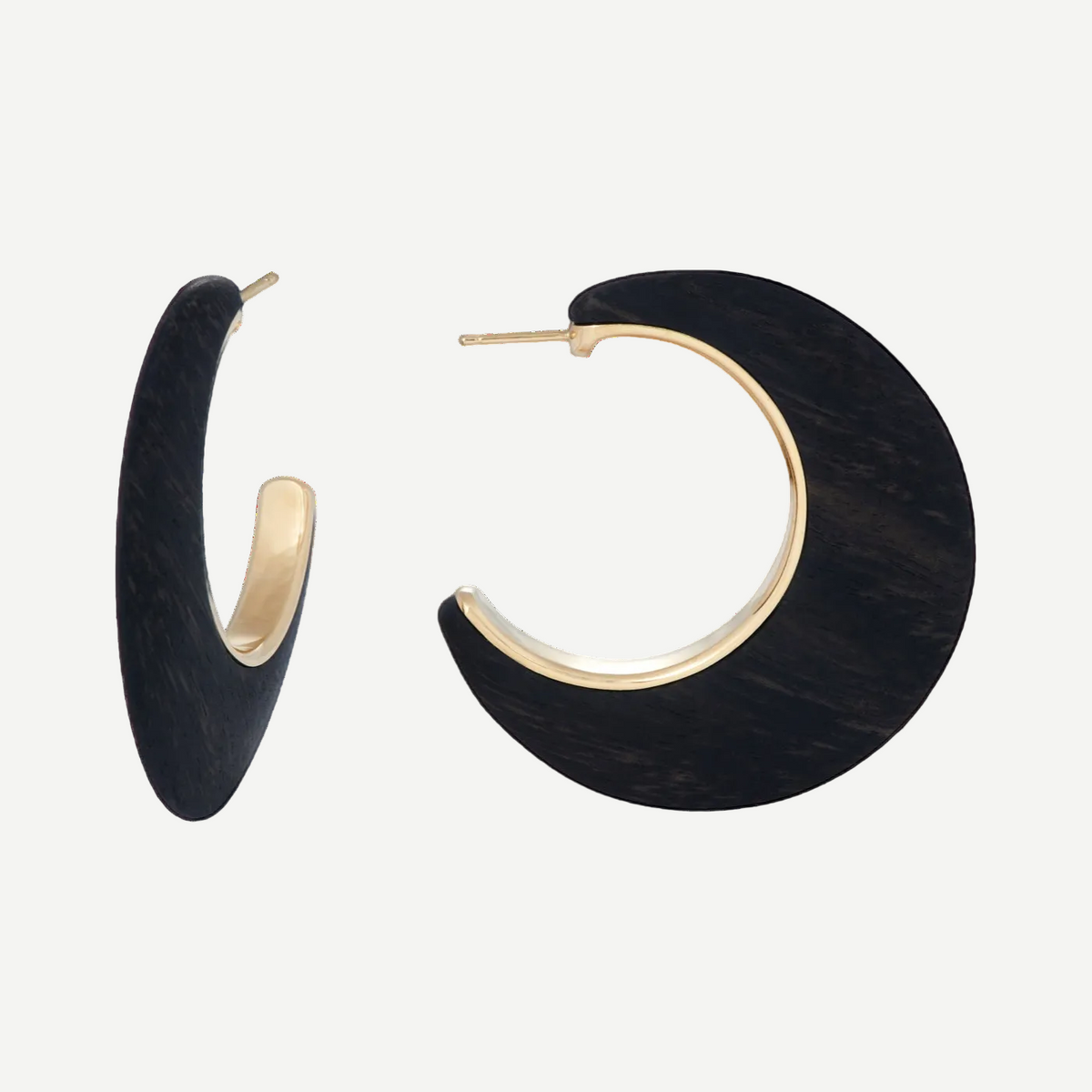 Ebony Crescent Moon Earrings | Yellow Gold | Earrings Earrings