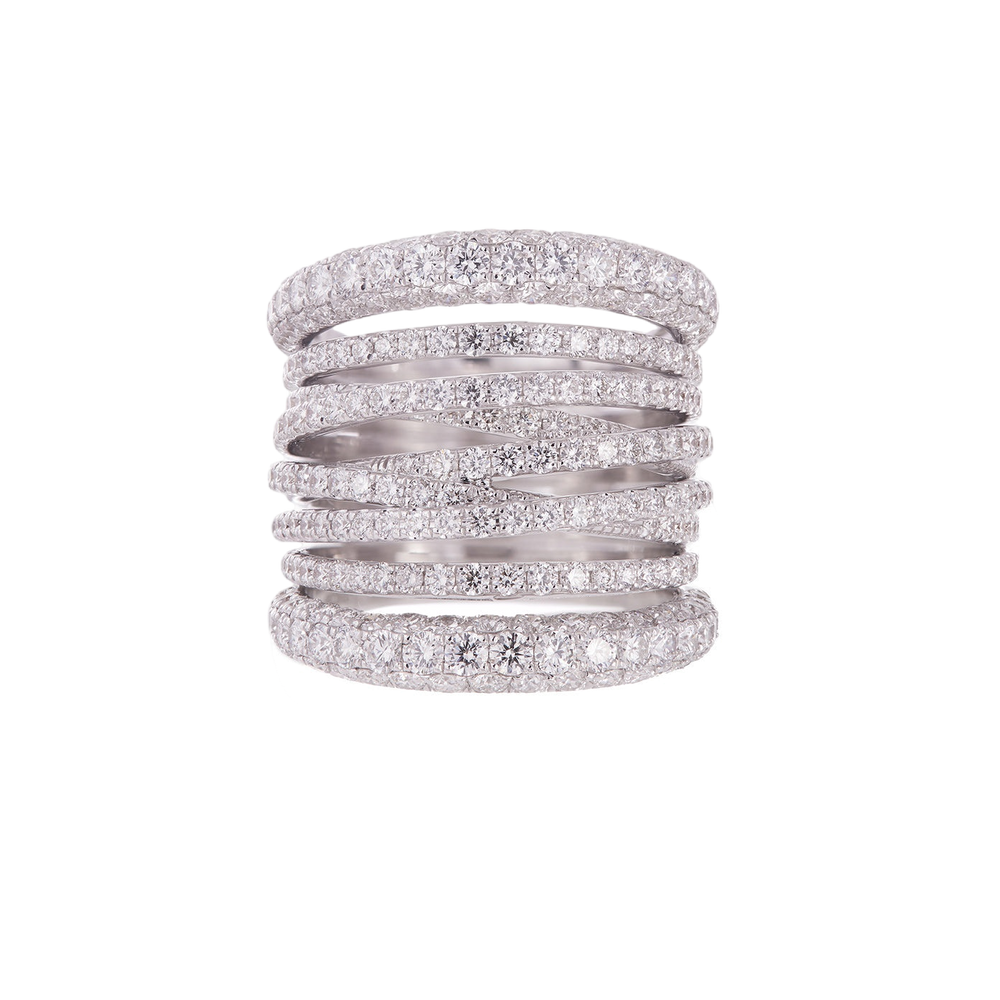 Diamond Tall Scribble Ring - Sidney Garber