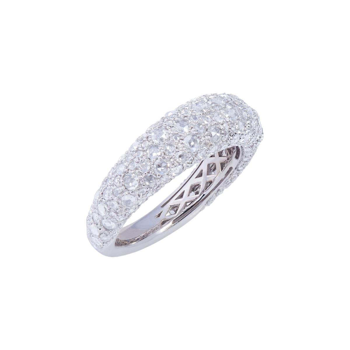 Domed Rosebud Ring with Diamonds | White Gold | Rings