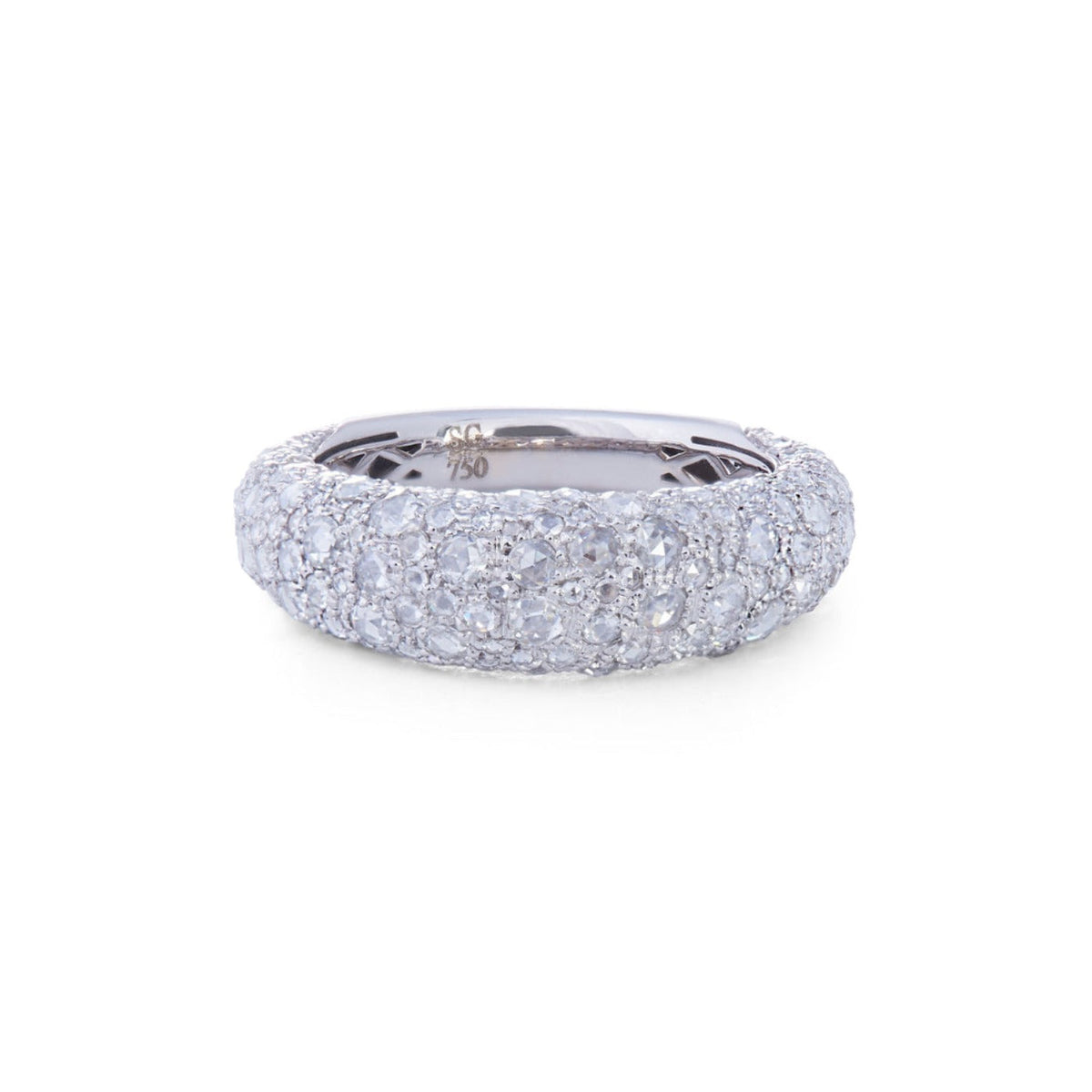 Domed Rosebud Ring with Diamonds | White Gold | Rings