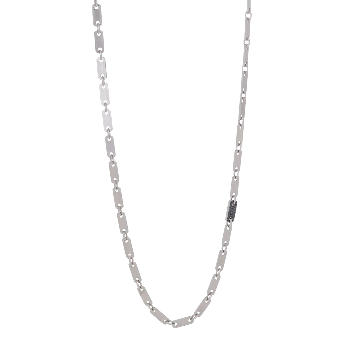 Tab Chain Necklace with Black Diamond Pavé Accent - Sidney Garber