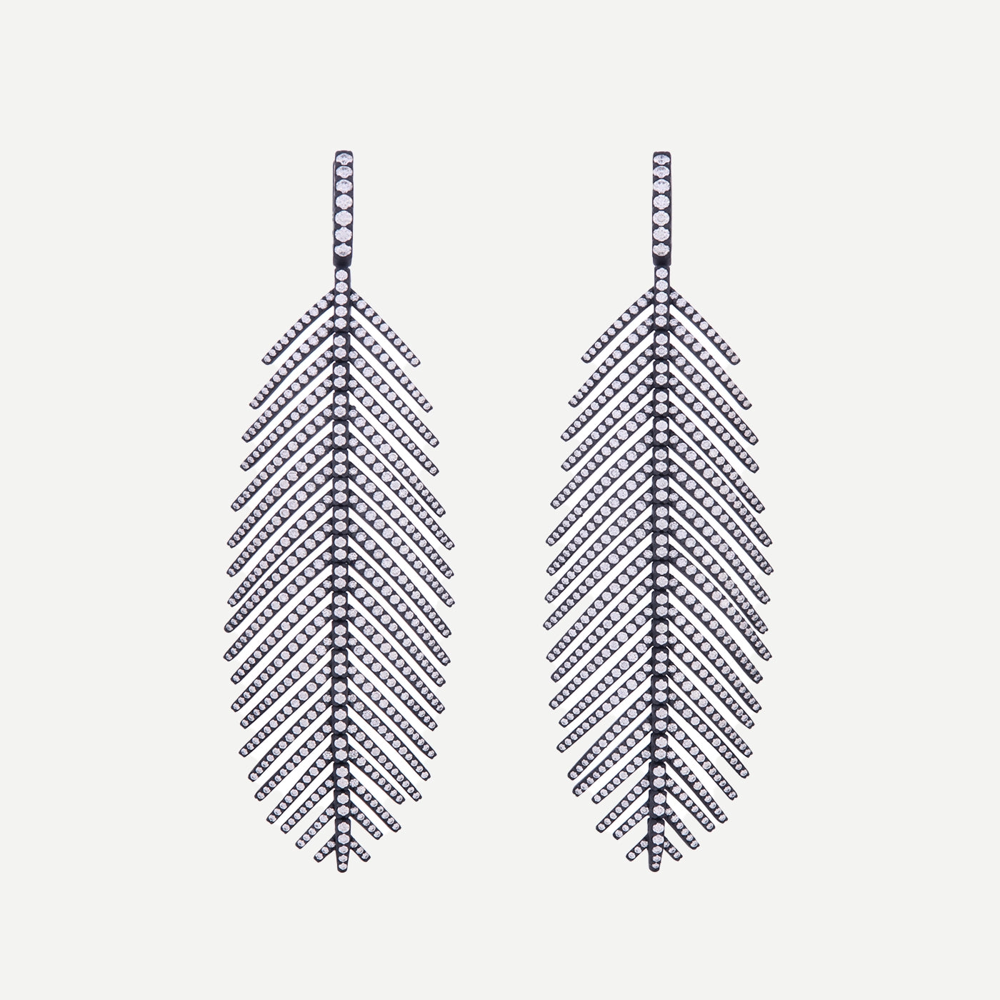 Feathers That Move Earrings with Diamond Pavé