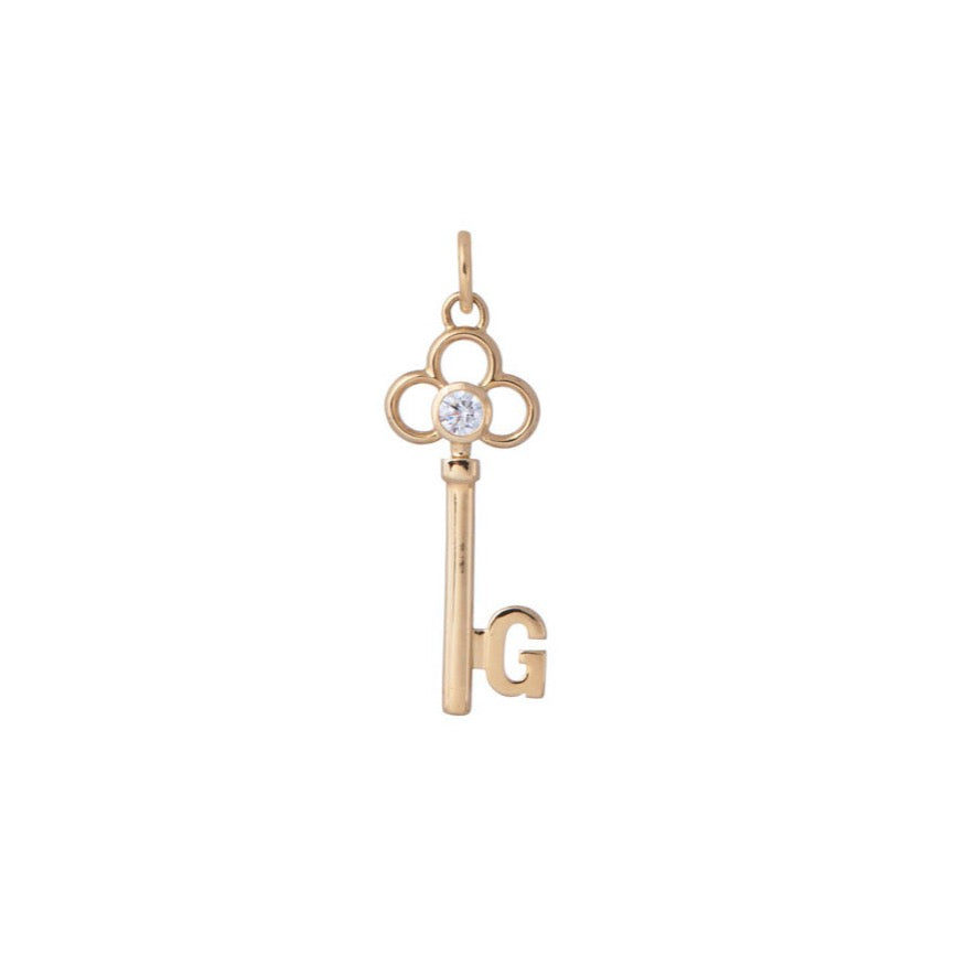 G Key Charm 18k Yellow Gold 