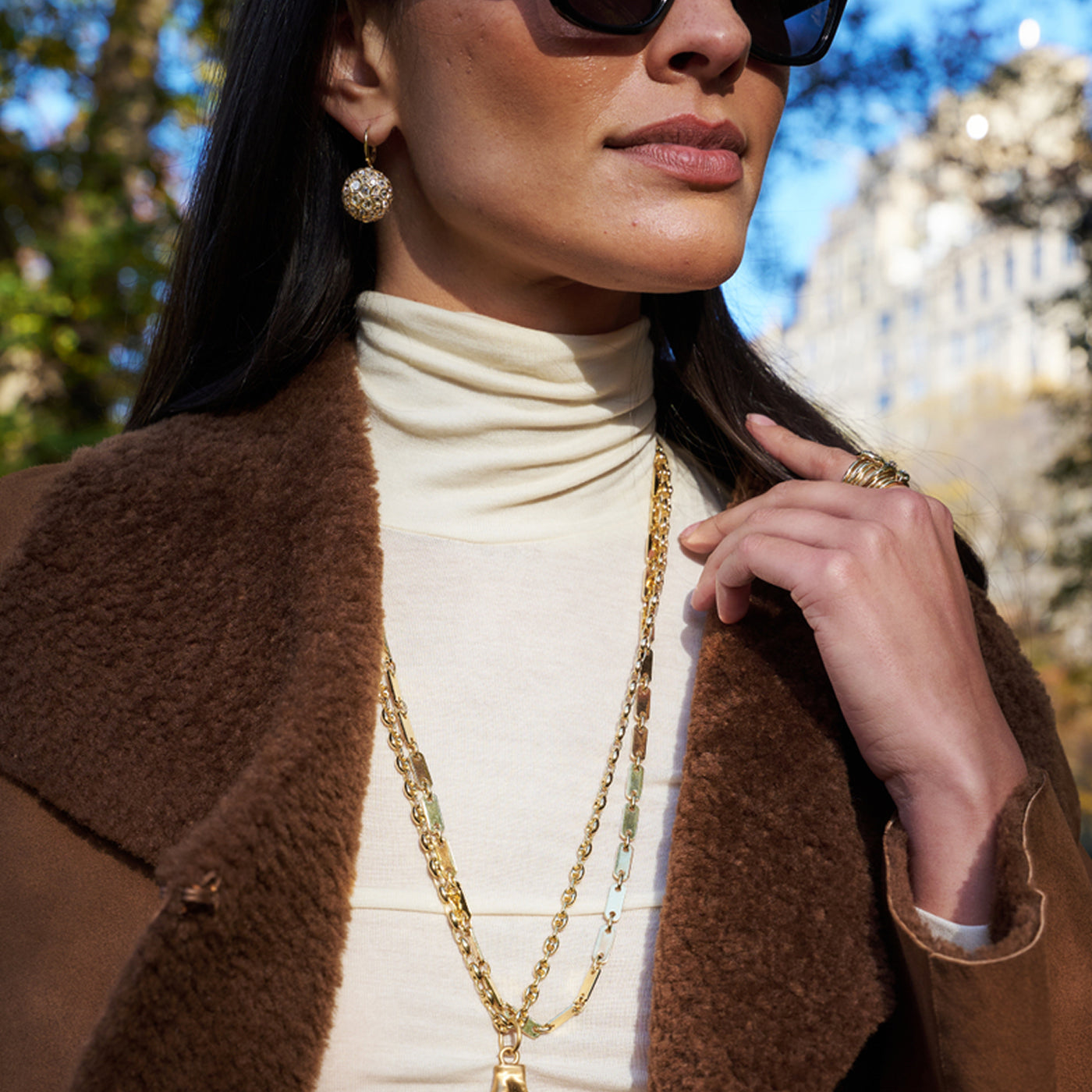 Honeycomb Earrings with Diamonds - Small