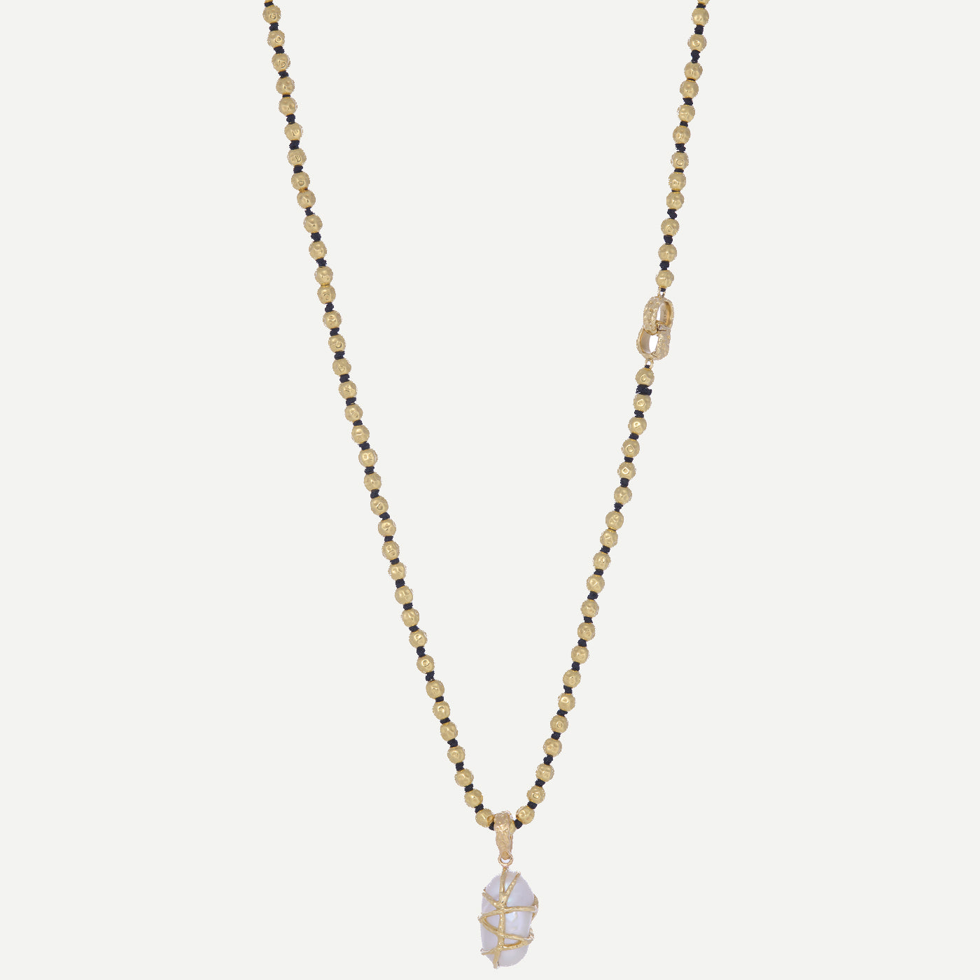 Mala Beaded Vertical Pendant Necklace