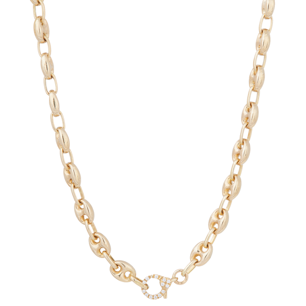 Mariner Link Necklace with Pavé Lobster Clasp - Sidney Garber