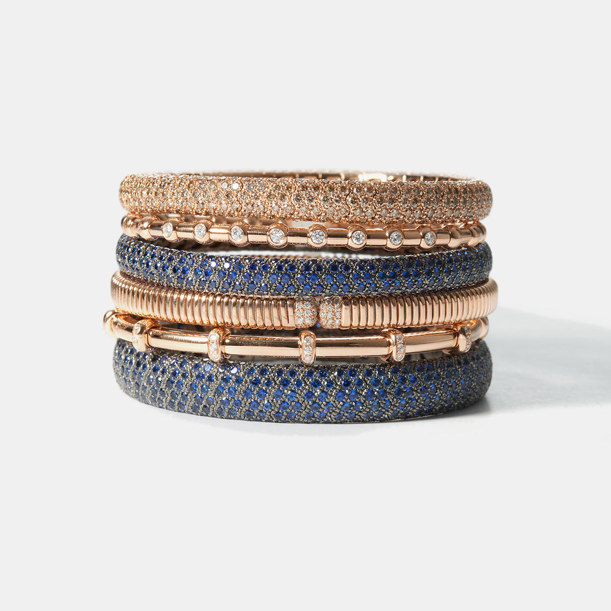 Pavé Stretch Bracelet with Sapphires | White Gold Sapphire Pavé | Bracelets Bracelets