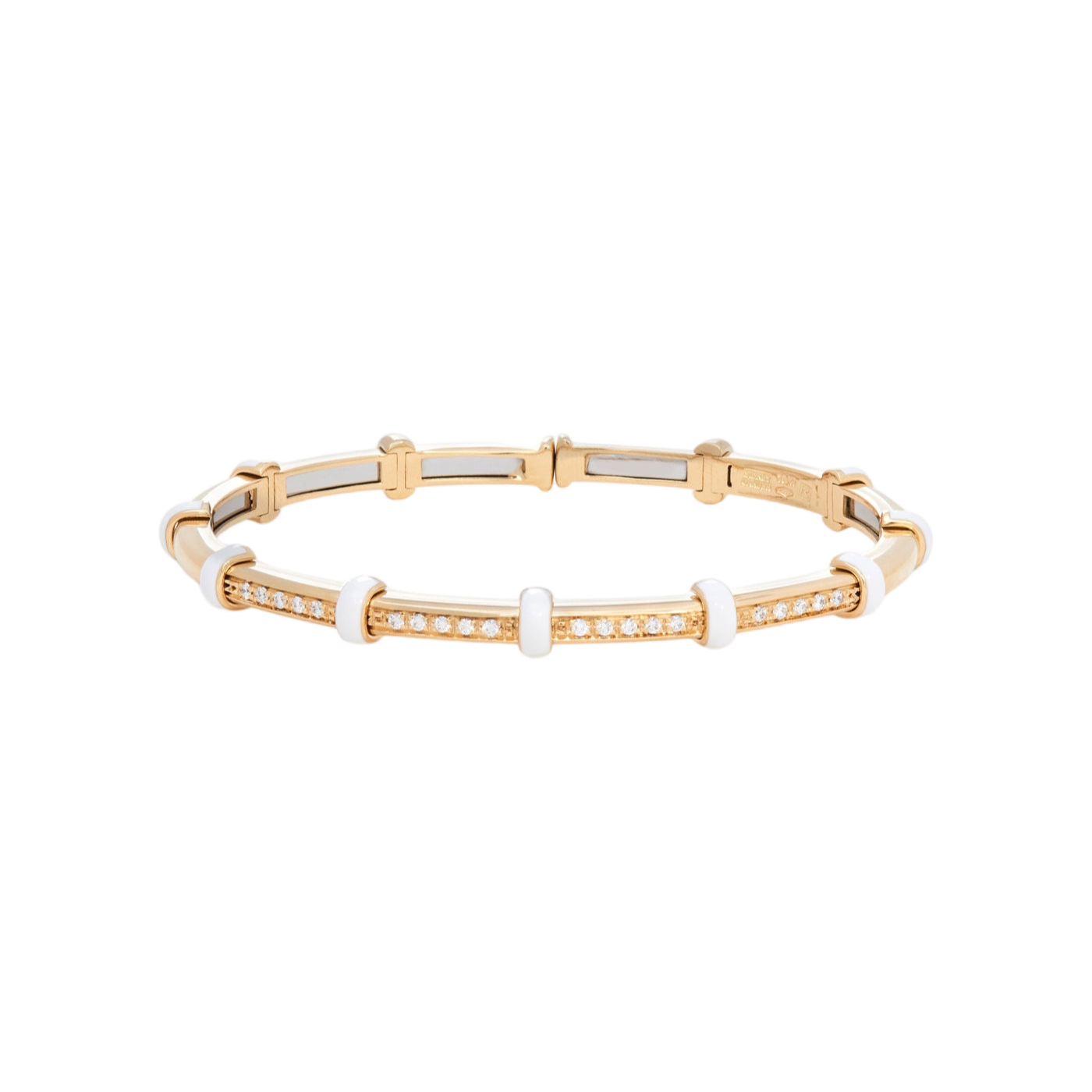 White Enamel Carly Bracelet with Diamonds | Diamond with White Enamel Stations / 6.2 in (15.75 cm) | Bracelets