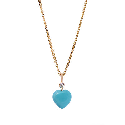 Turquoise Heart Charm  with Diamond