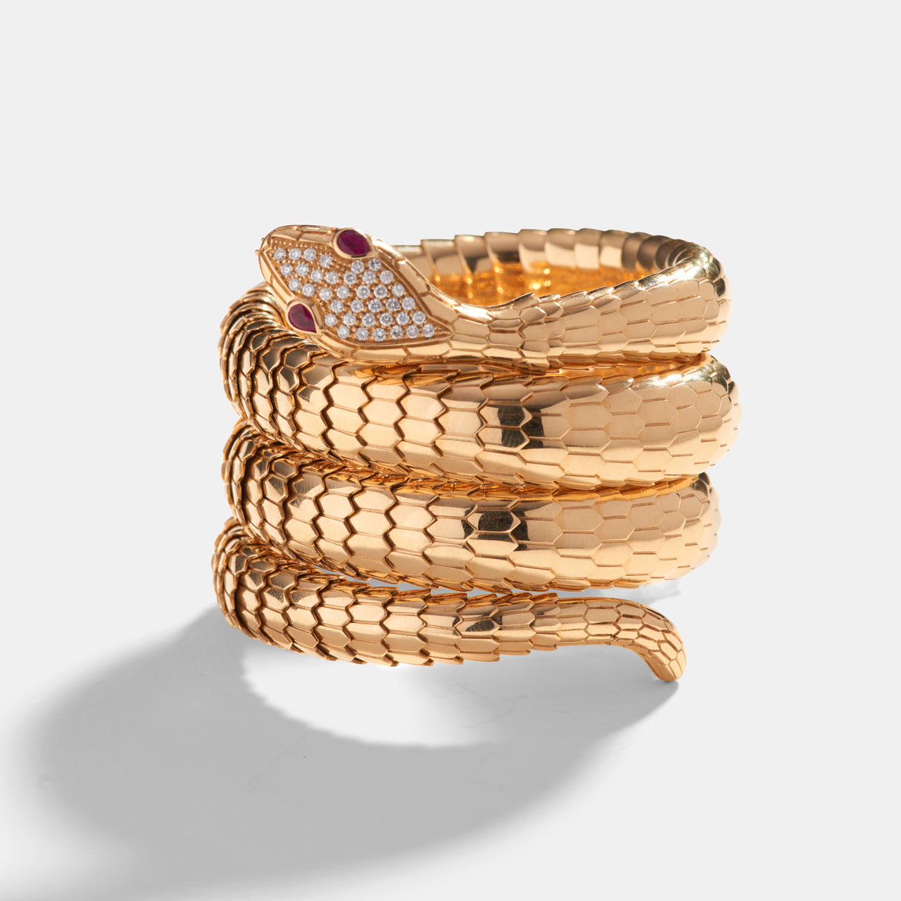 Il Serpente Triple Coil Bracelet with Diamonds & Rubies