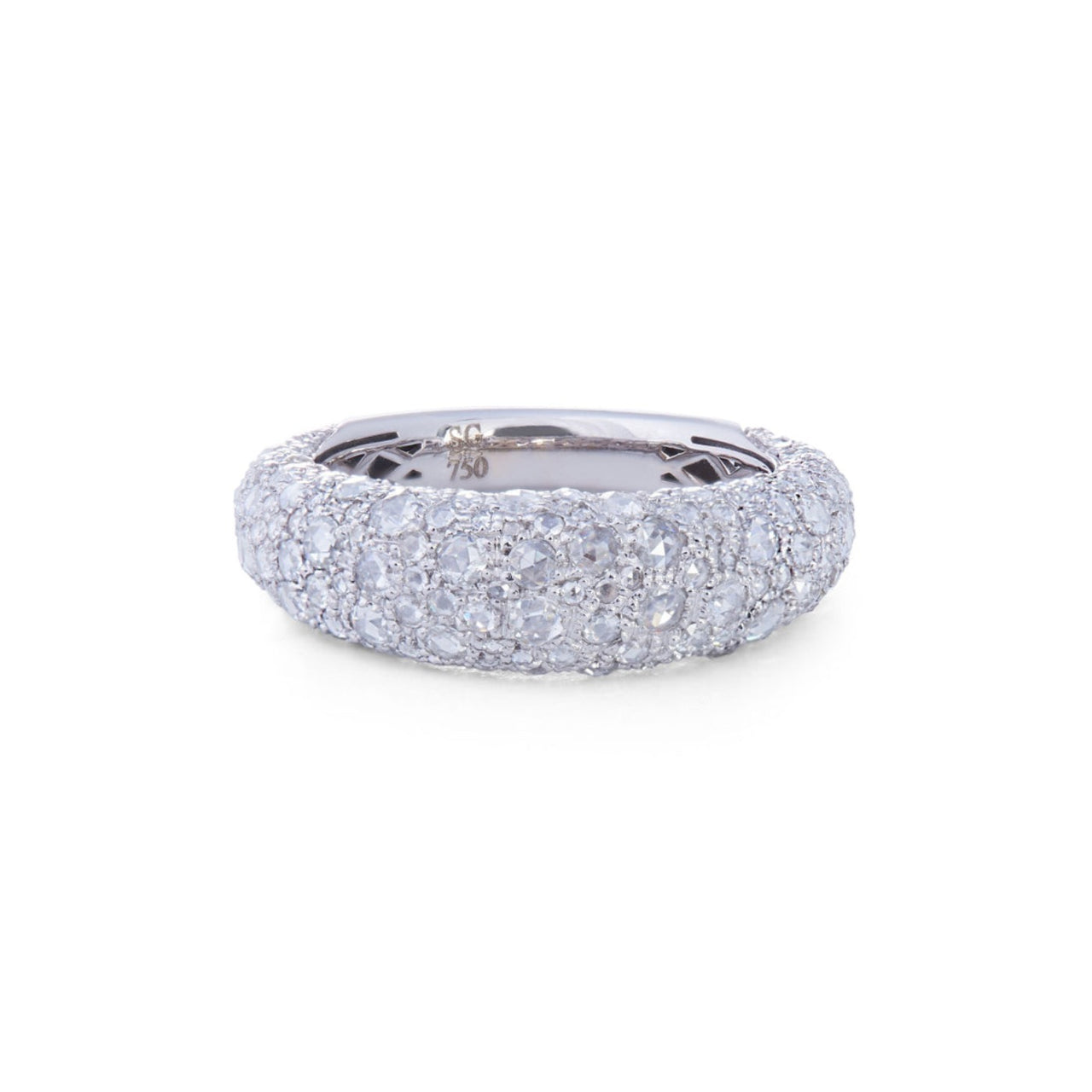 Domed Rosebud Ring with Diamonds