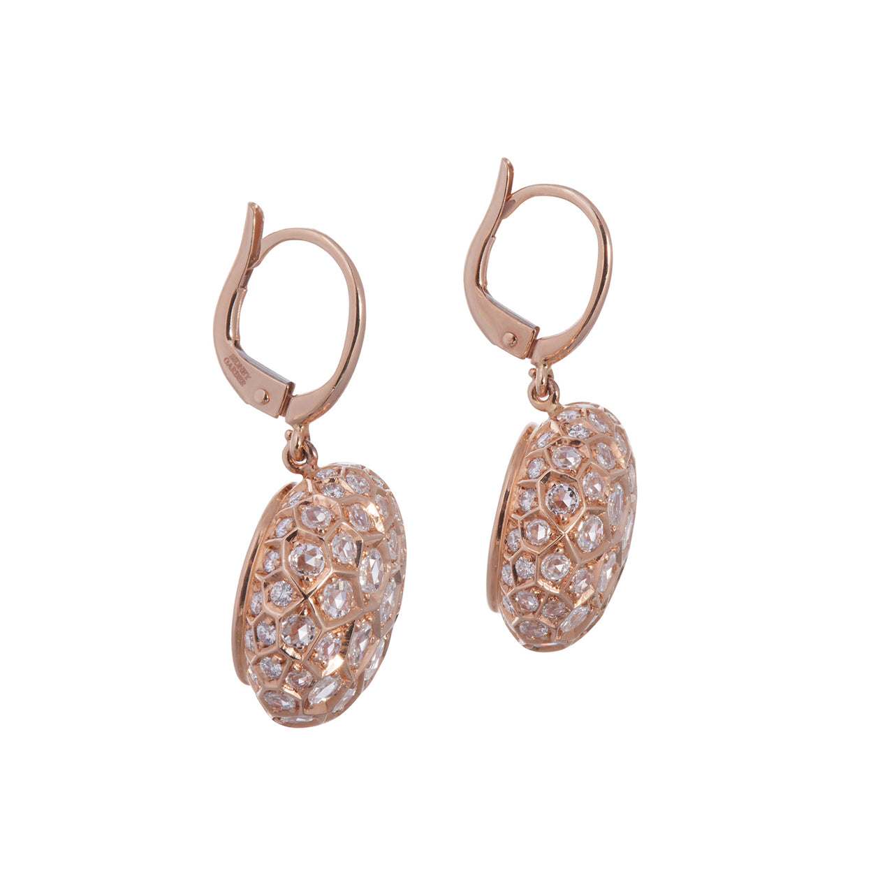 Honeycomb Earrings with Diamonds - Large