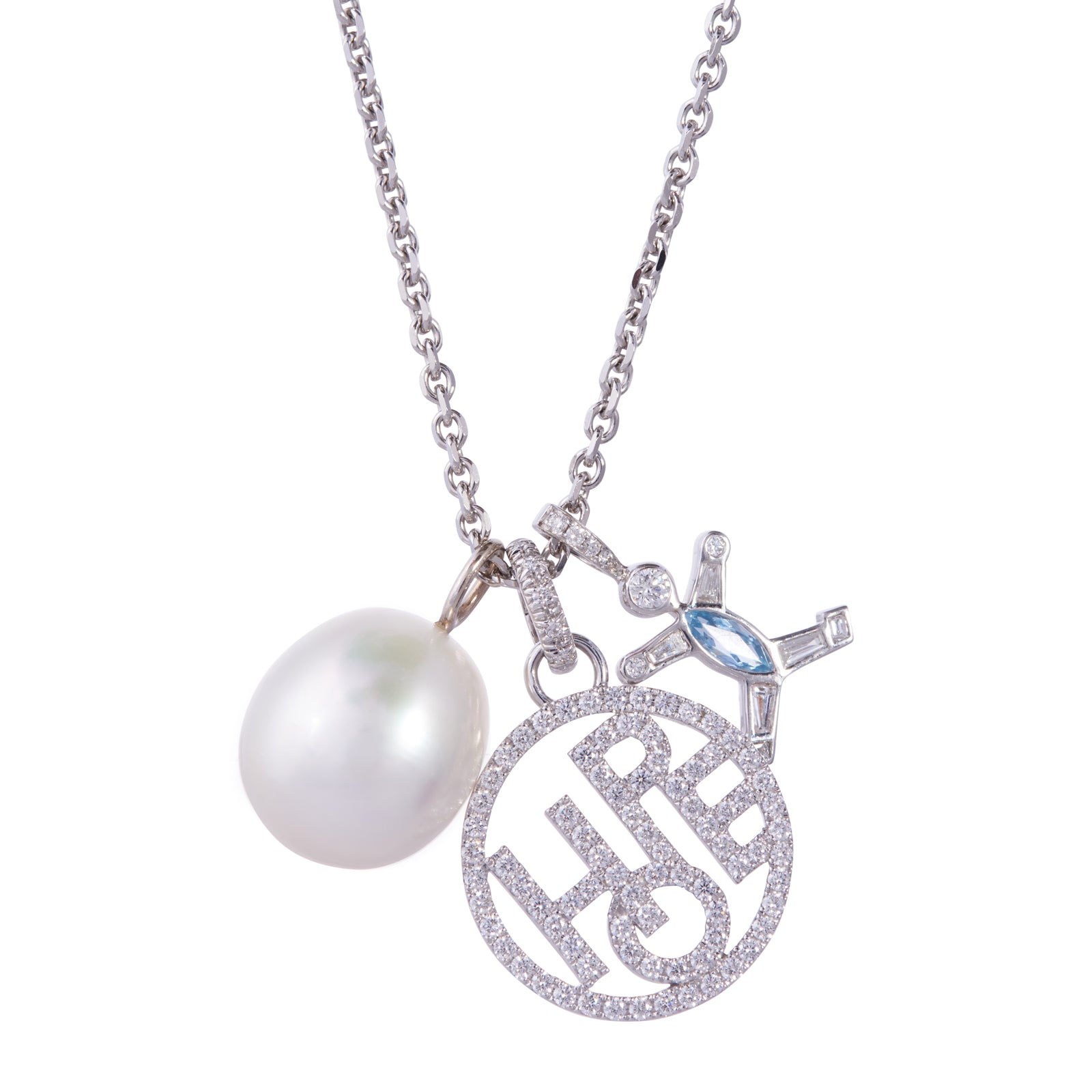 Hope Charm with Diamonds - Large | White Gold | Charms Charms & Pendants