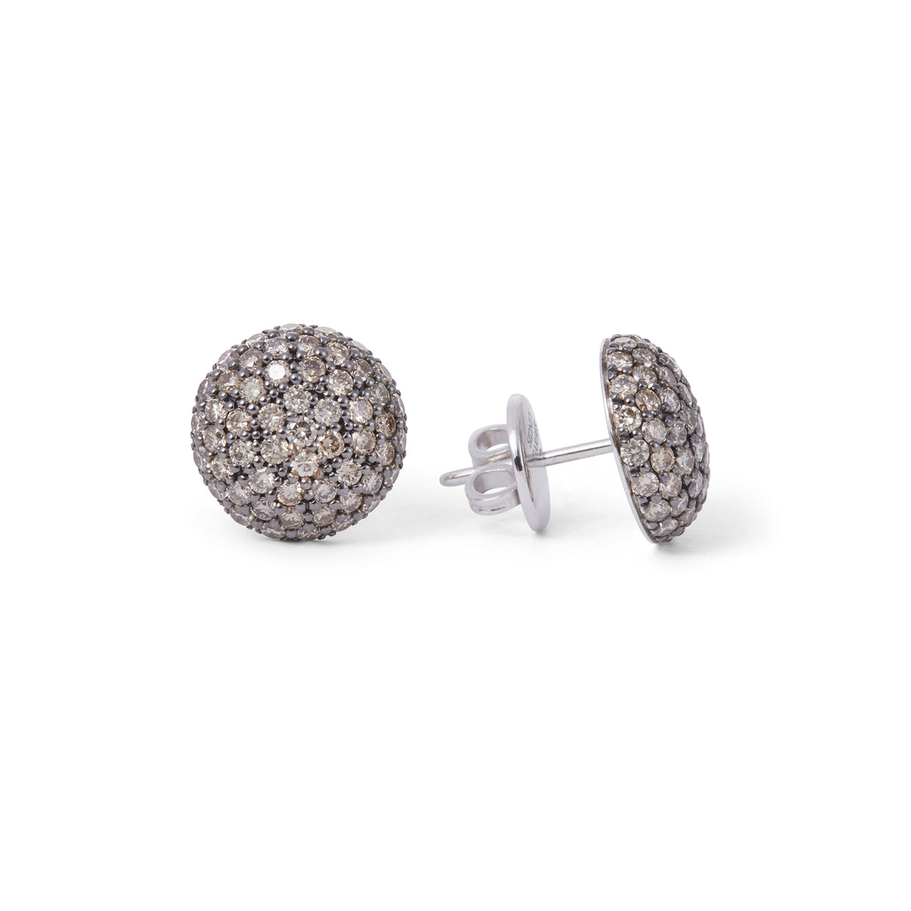 Perfect Pavé Button Earrings with Cognac Diamonds