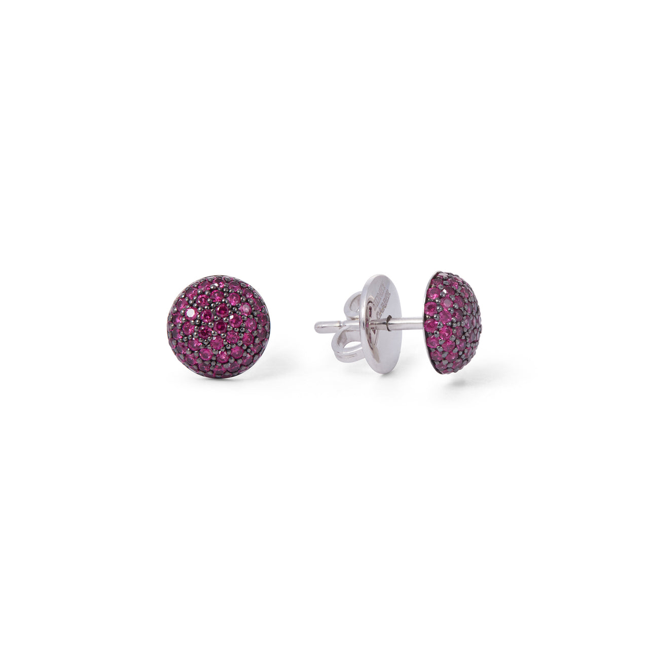 Perfect Pavé Button Earrings with Rubies